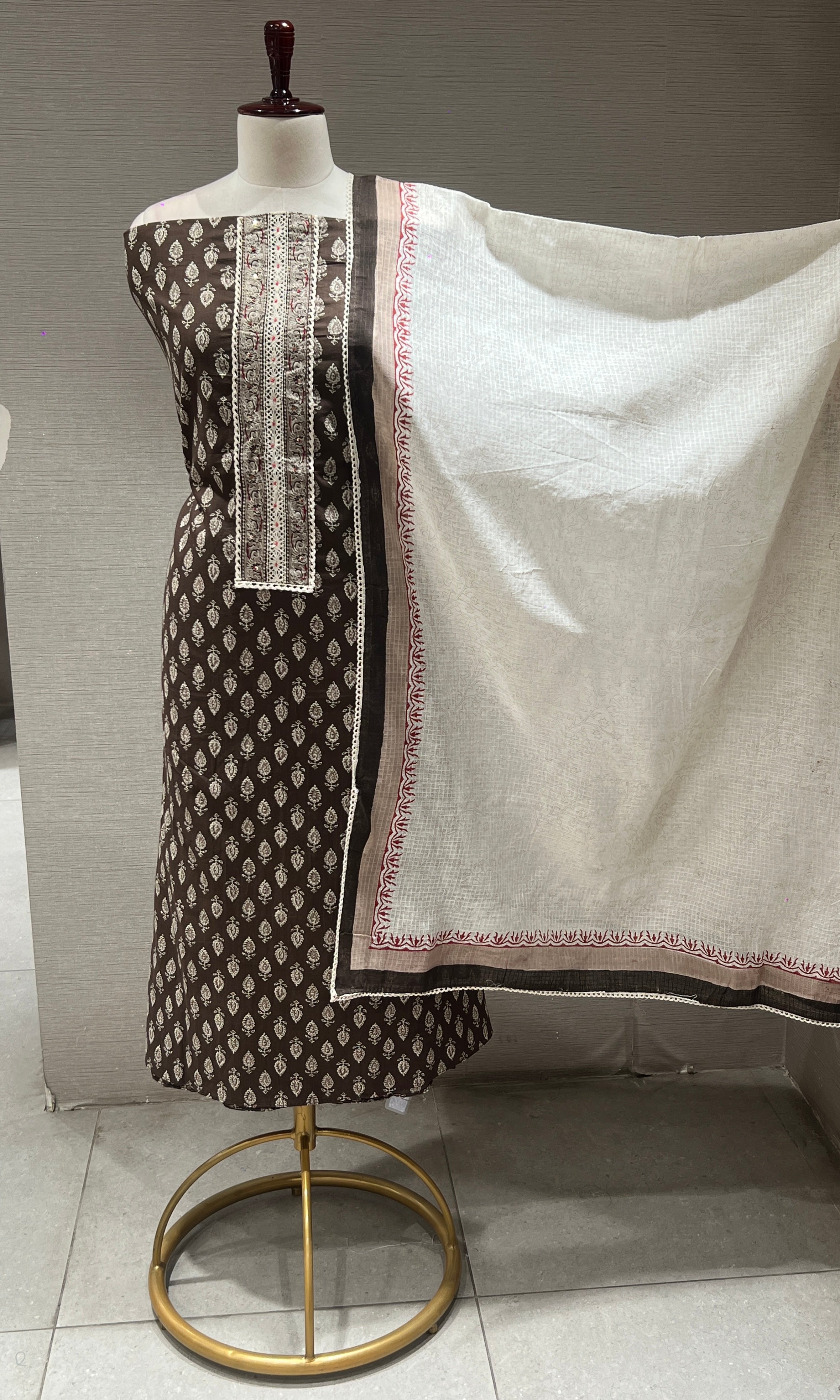 Brown dress material
