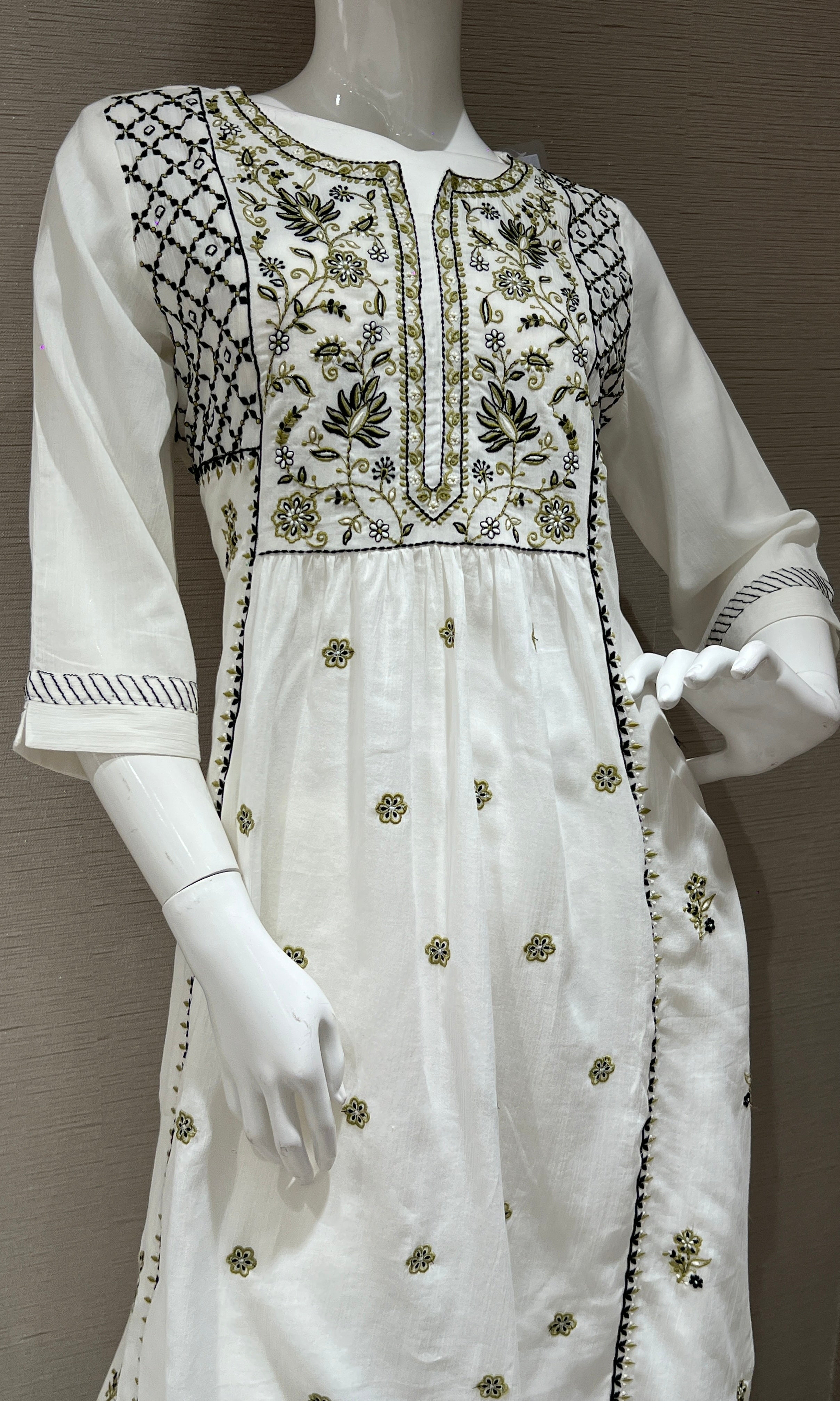 White Anarkali set