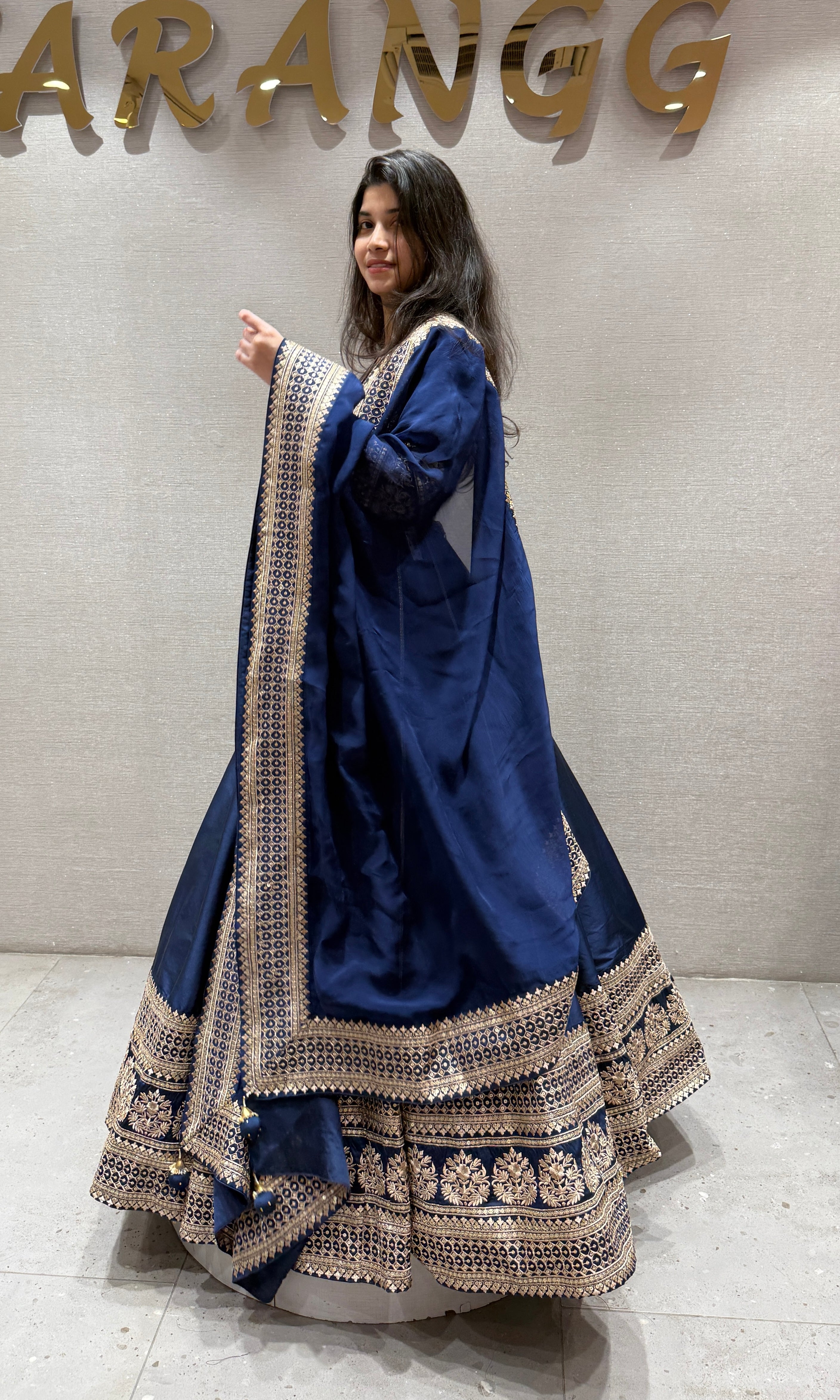 ROYAL BLUE RAW SILK LEHENGA