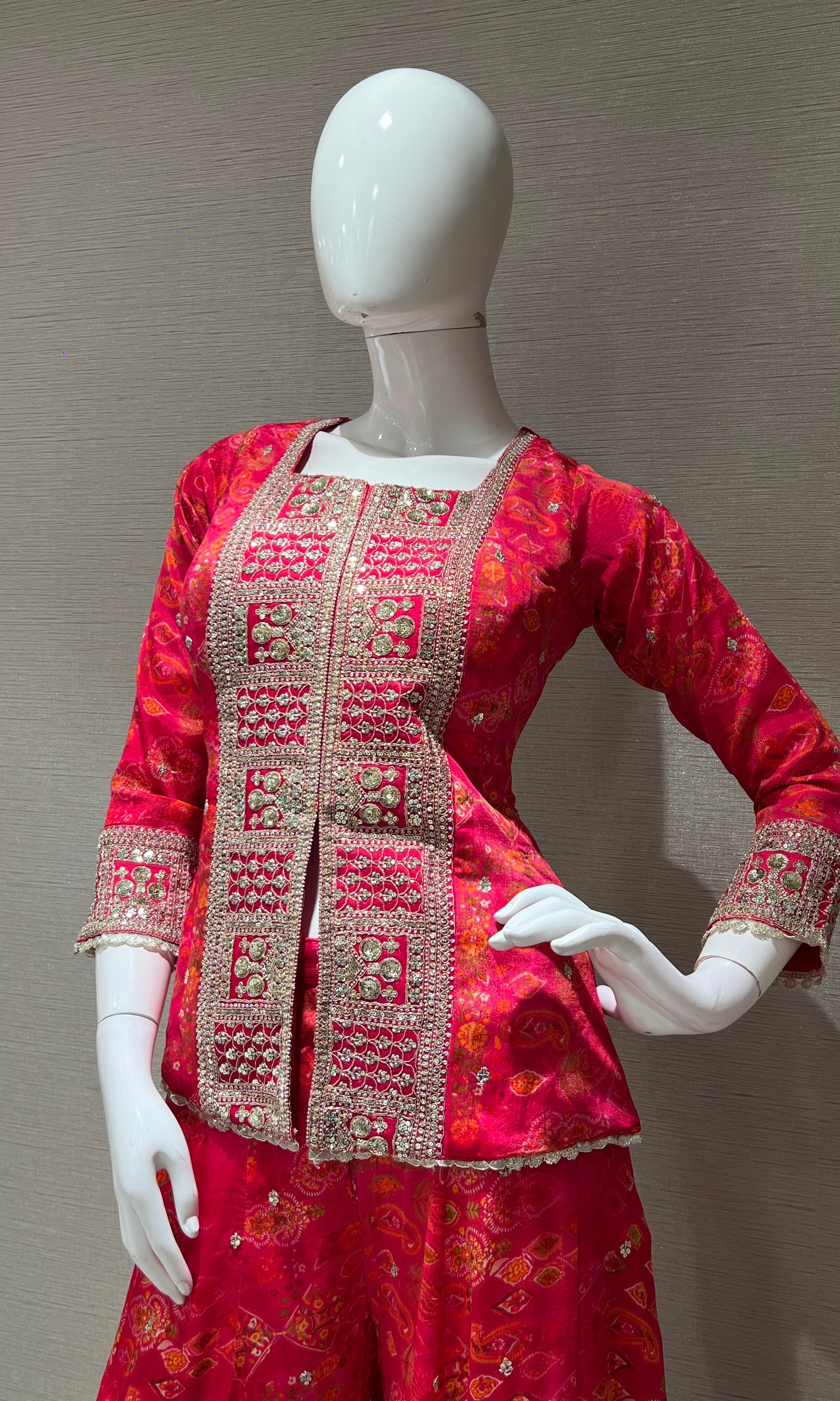 Rani Pink Embroidered Sharara Set