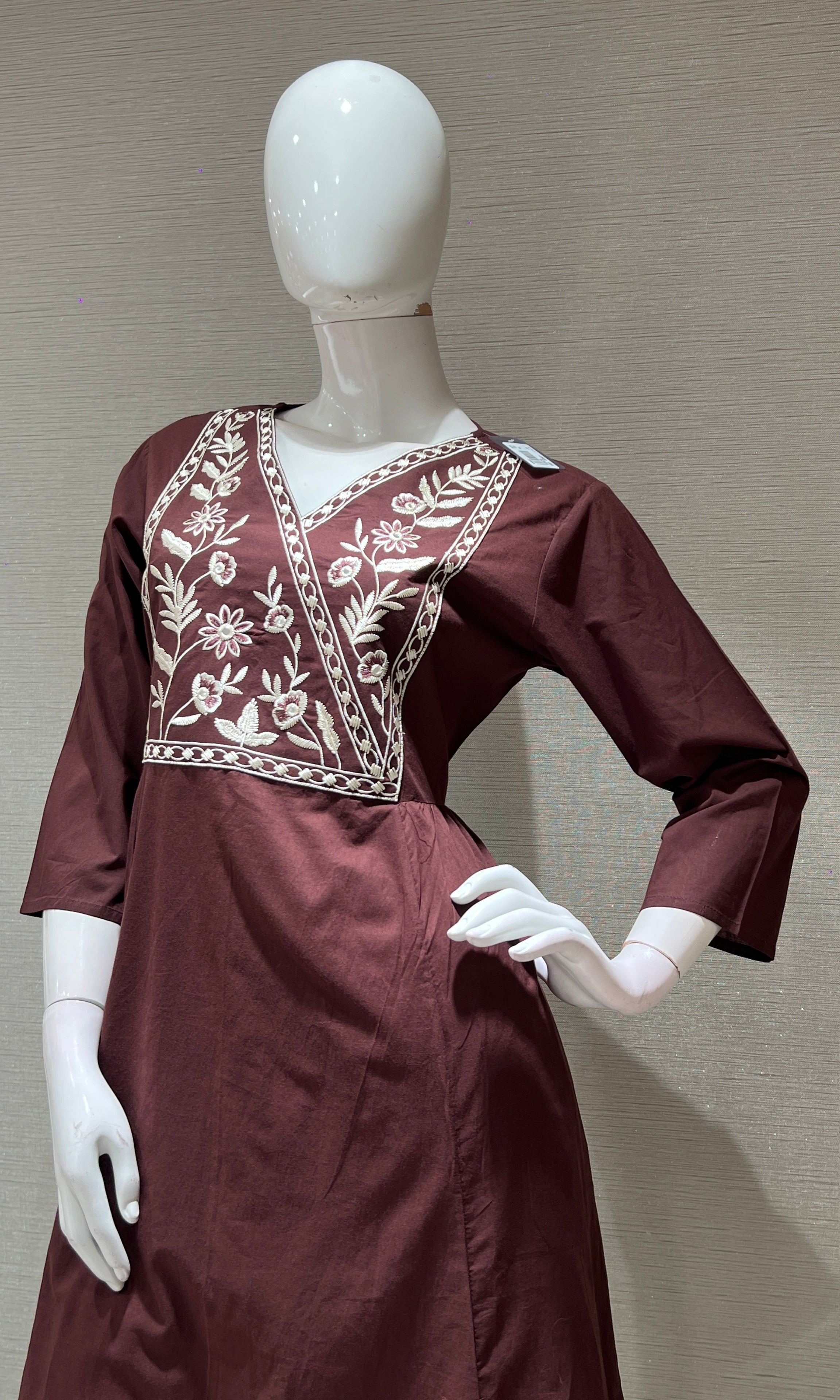 Wine FLORAL THREAD EMBROIDERY kurta set