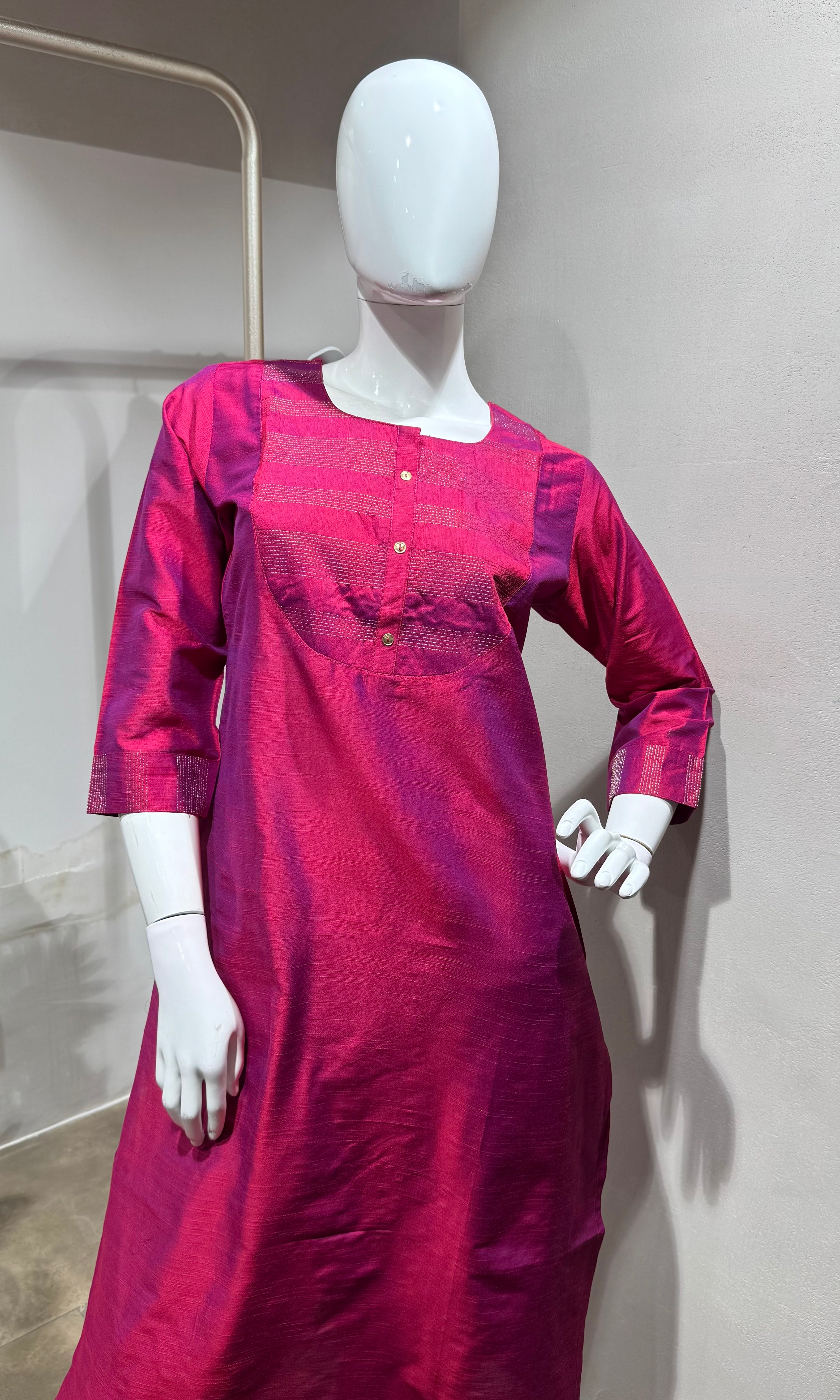 Rani Pink Embroidered Kurta Set