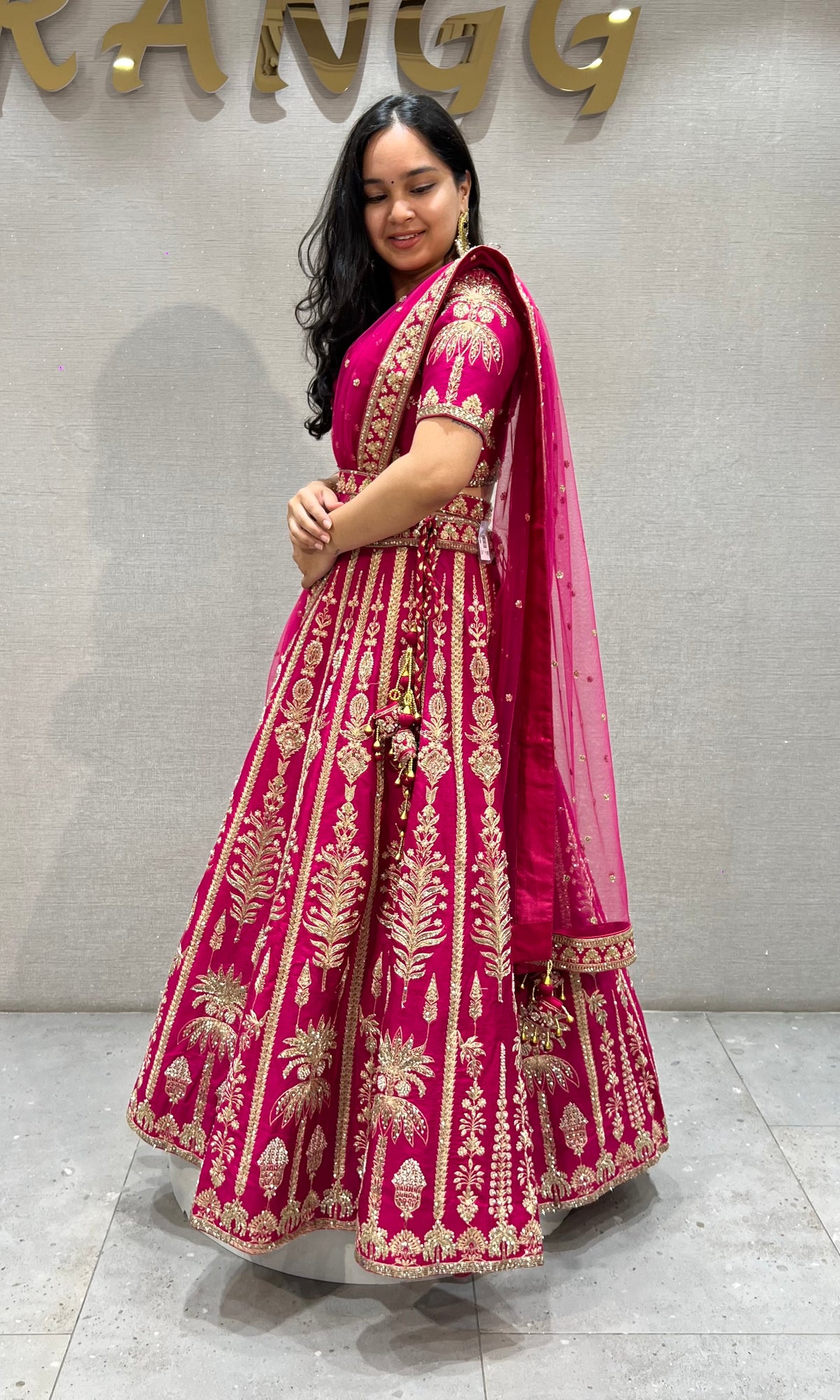 Pink GOLDEN INTRICATE EMBROIDERED Lehenga