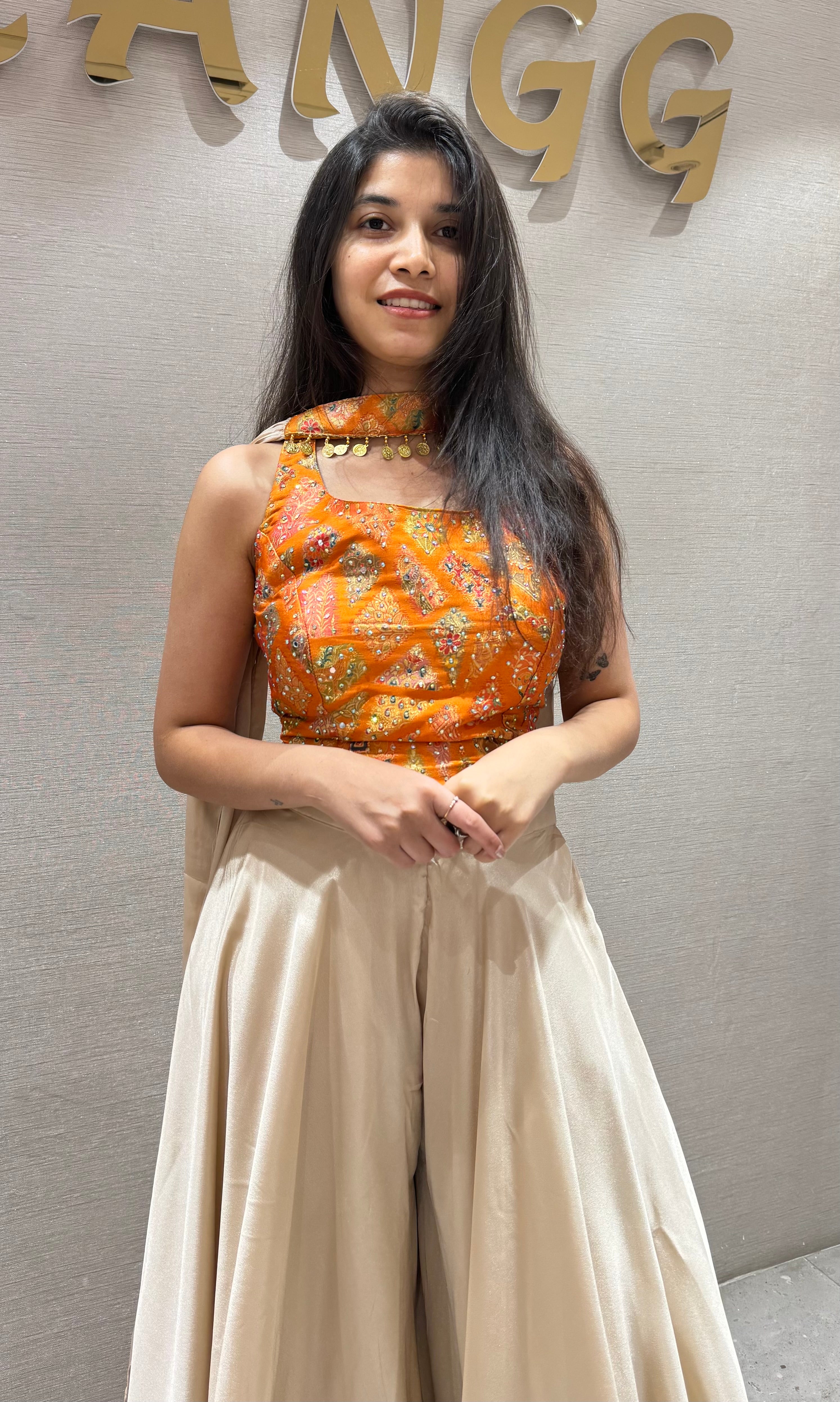 MUSTARD YELLOW Embroidered Palazzo