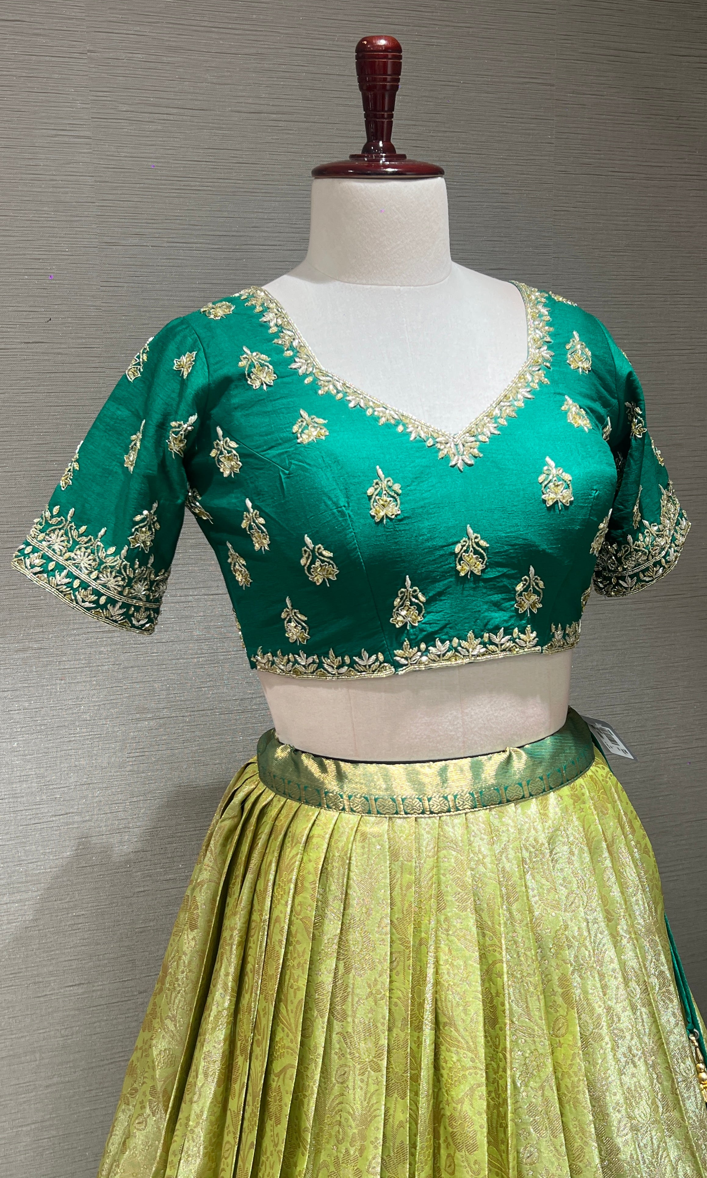 Green Emerald Lehenga WITH RAW SILK DUPATTA