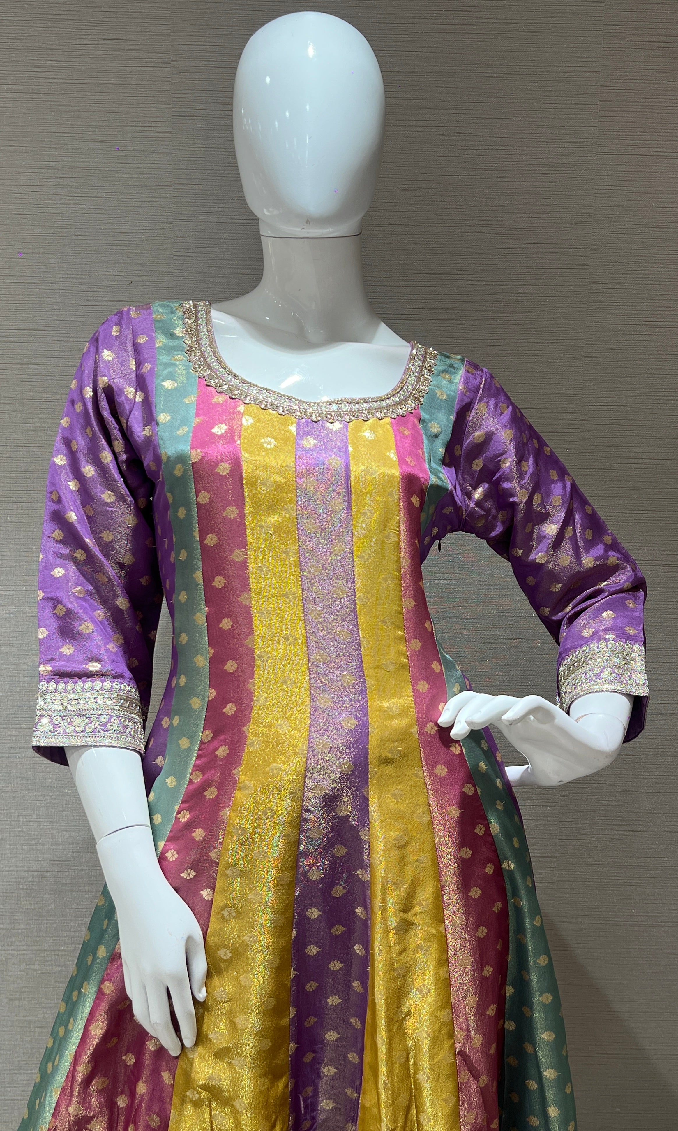 Multi colour Anarkali kurta set with palazzo pants