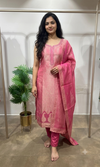 Pink Banarasi Silk kurta set with Zari Embroidery