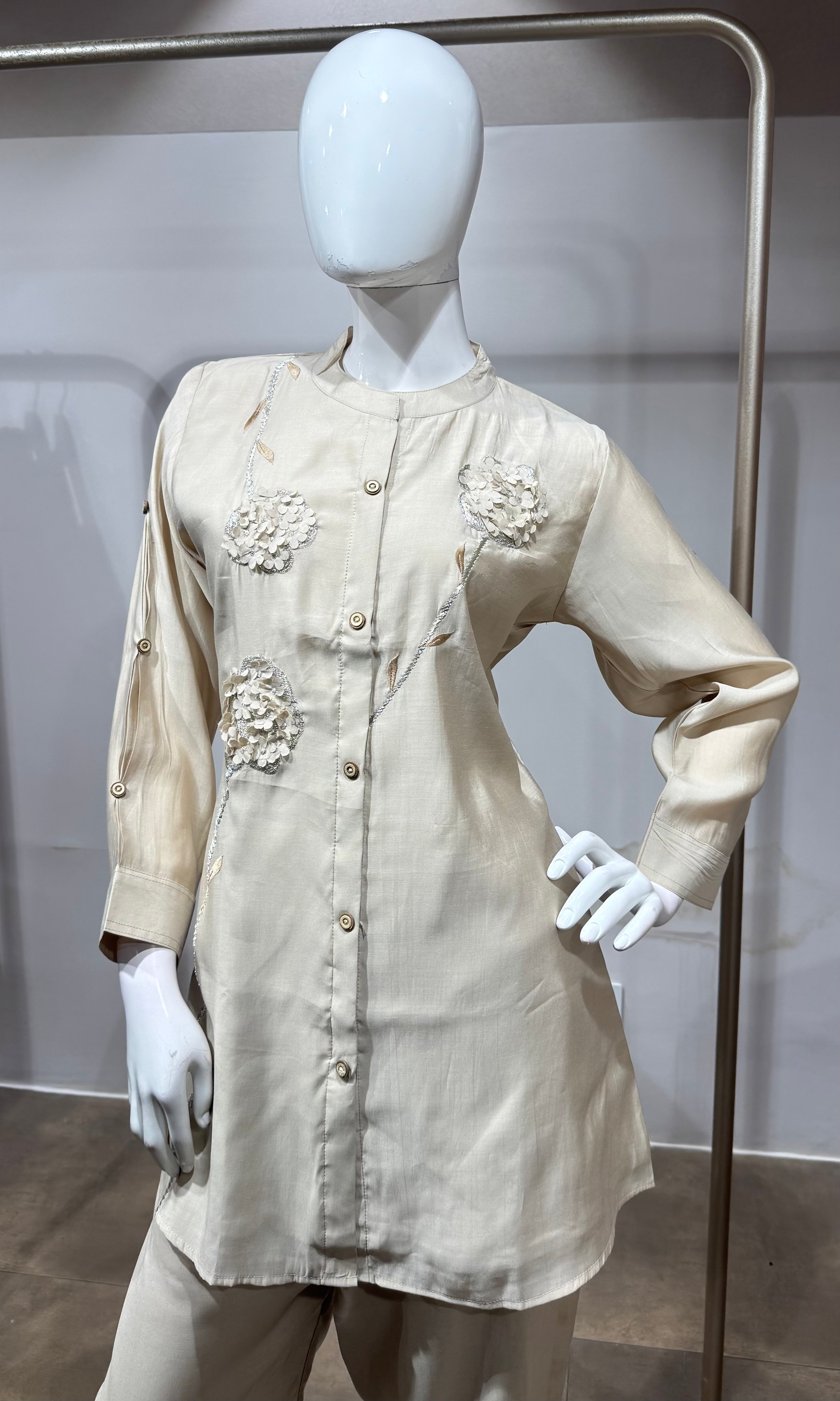 BEAGH Embroidered Linen Blend Cord Set