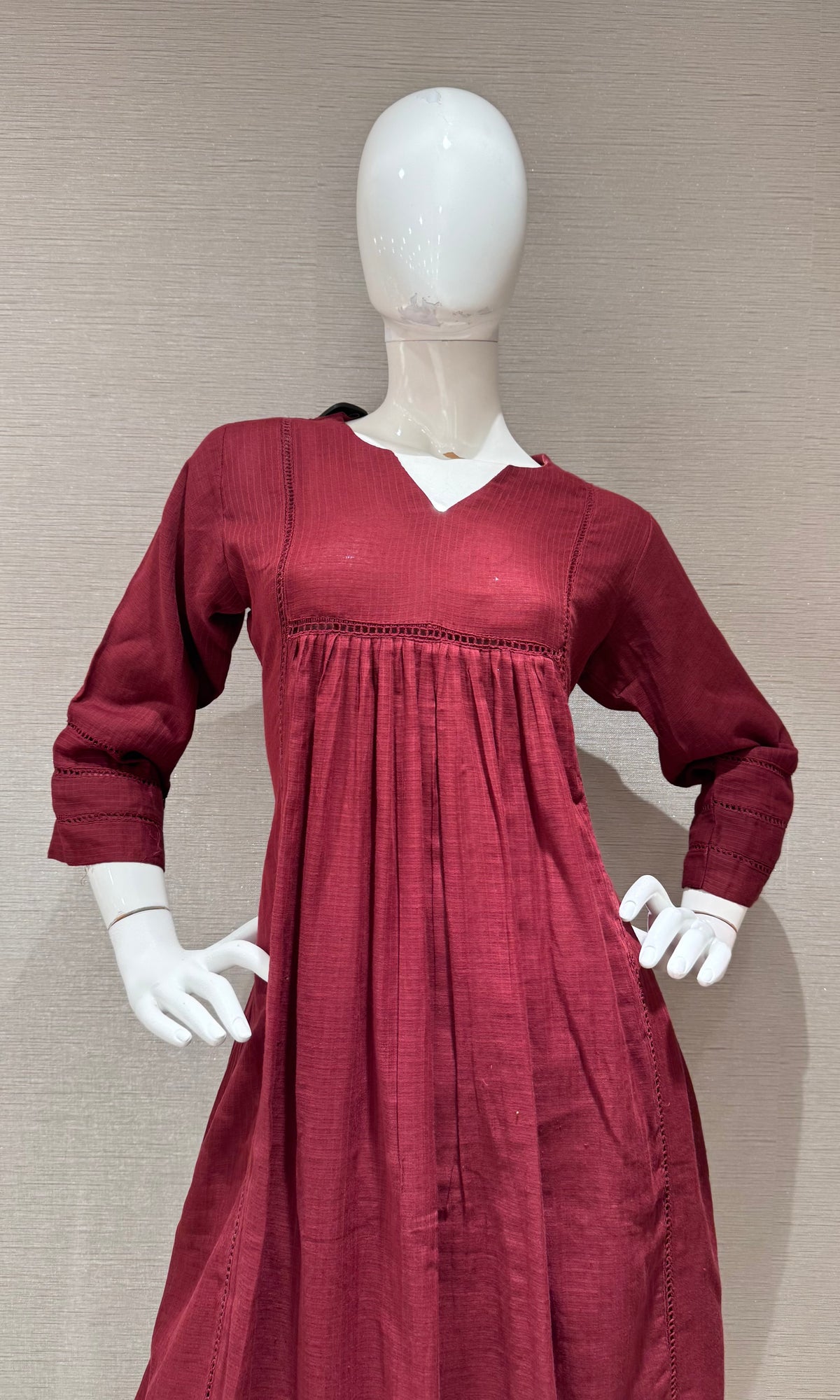 Maroon Mul Chanderi Tunic Kurta set with Dupatta