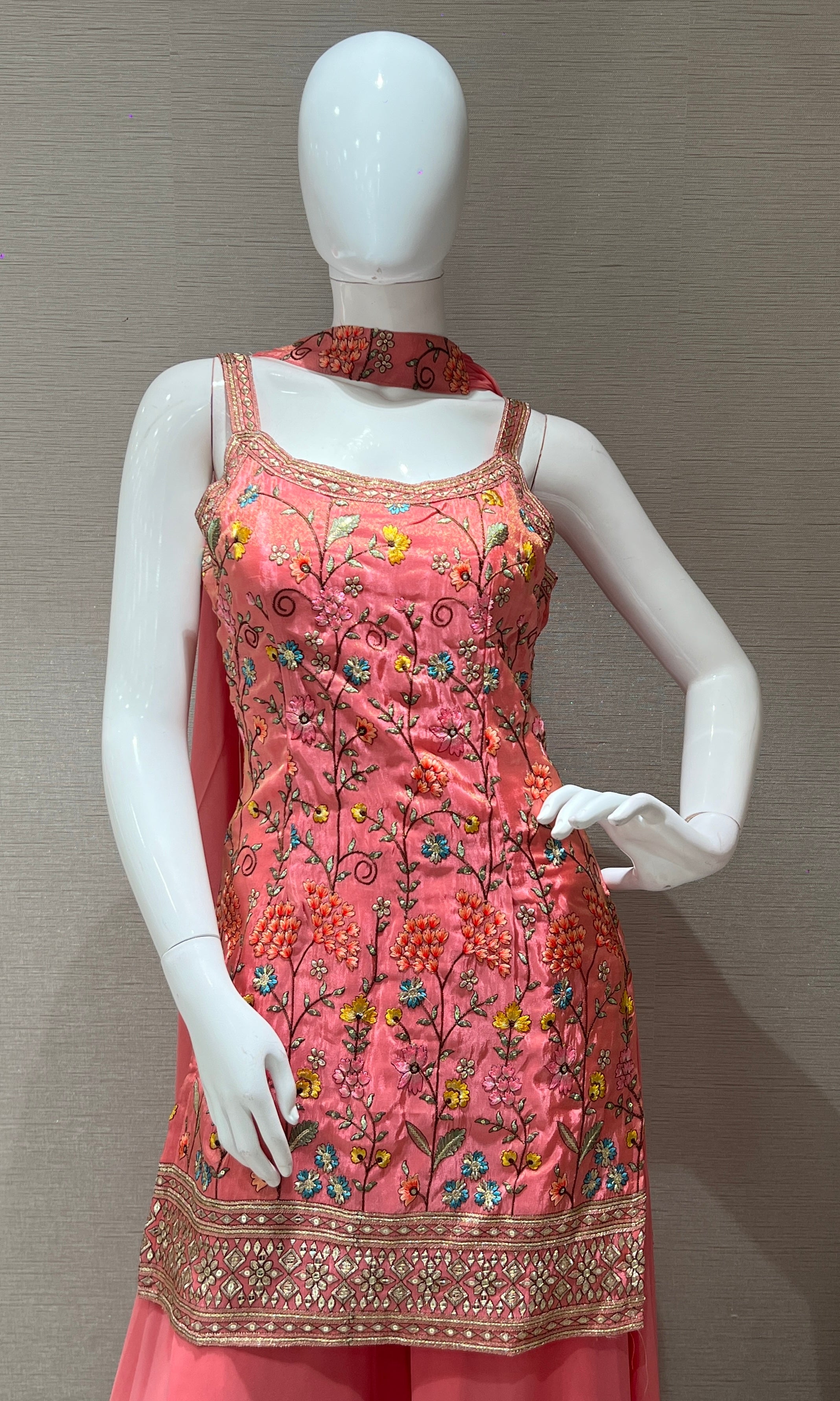 Light Pink Embroidered sharara palazzo