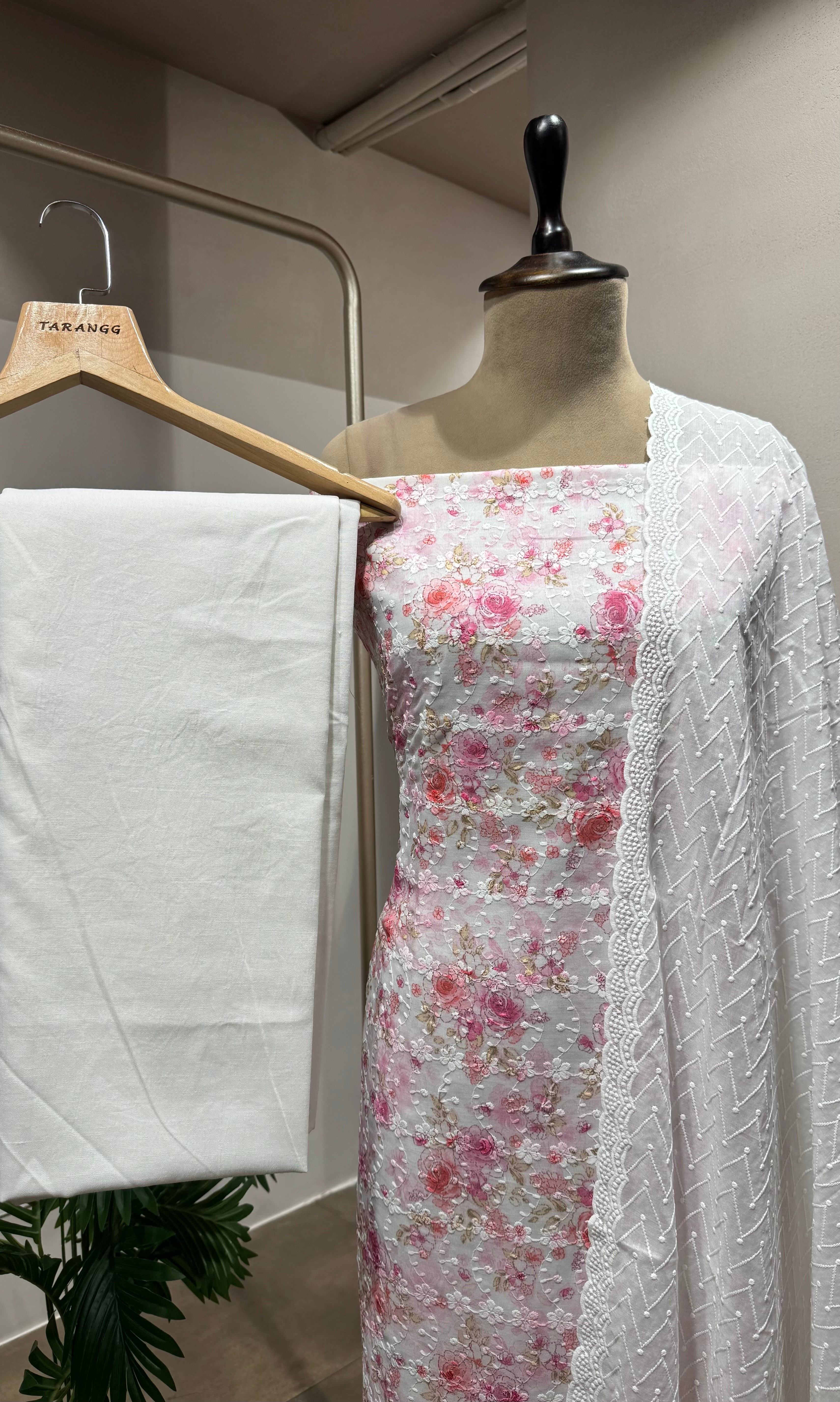 PINK floral dress material
