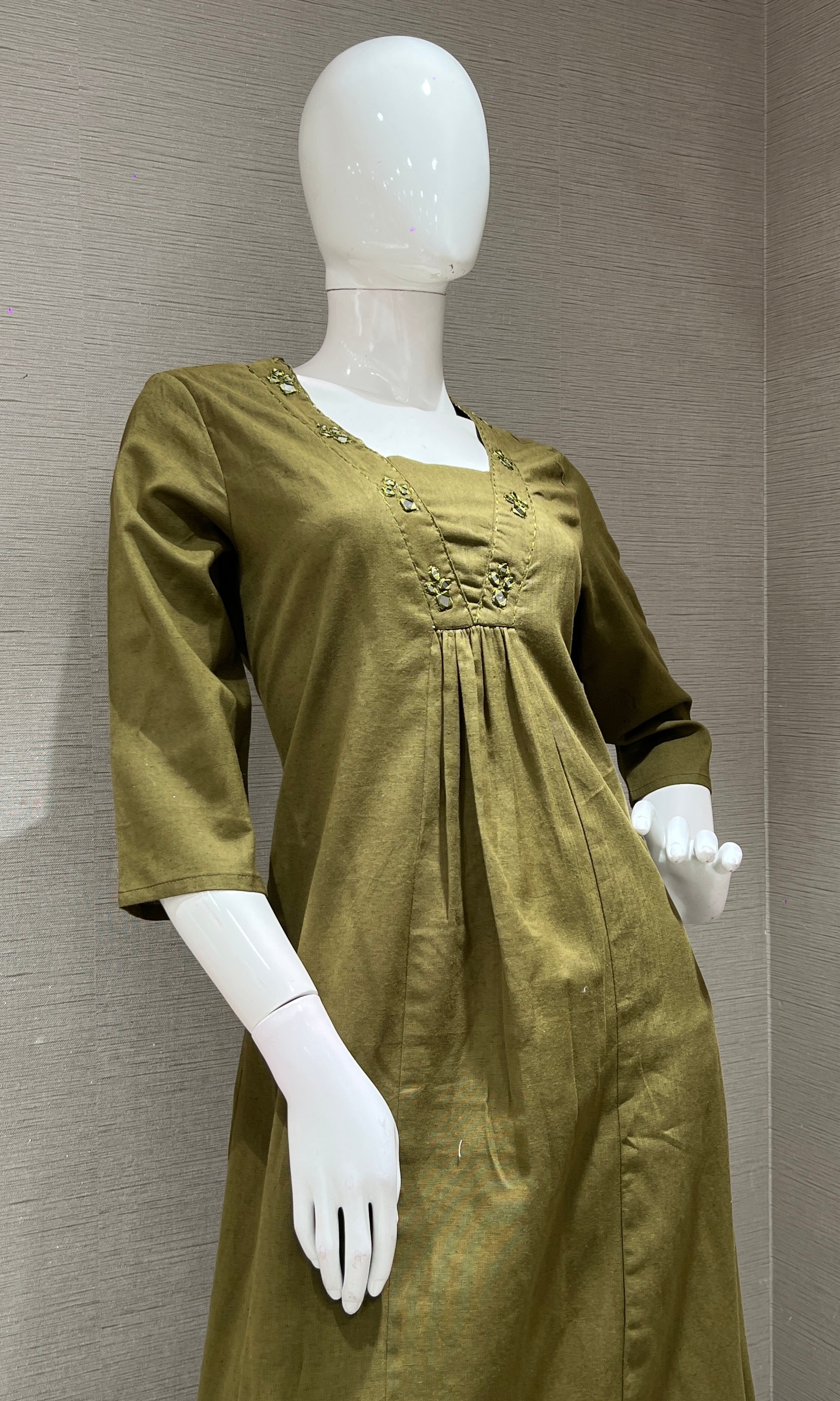 Mehandi green A LINE KURTI WITH BOTTOM