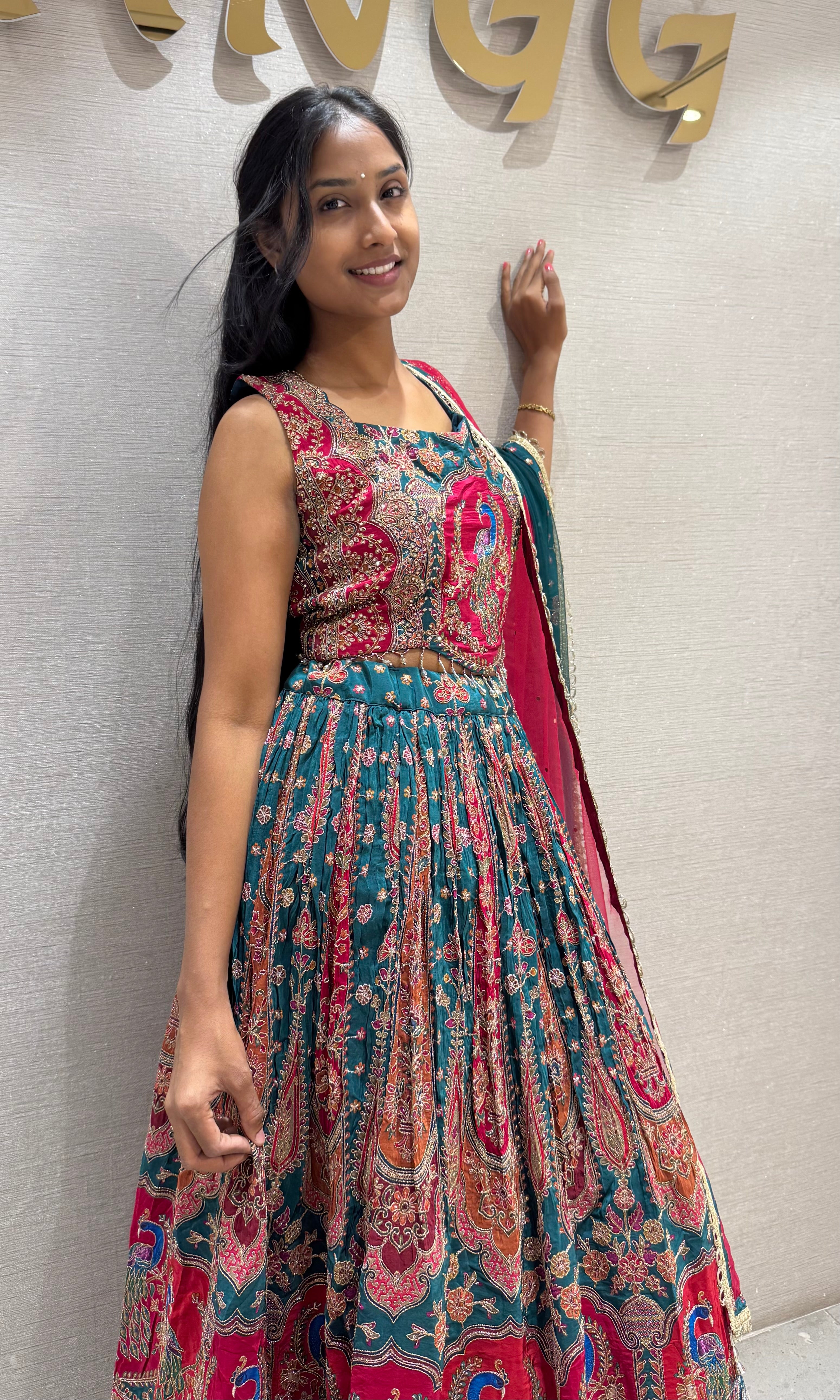 Green Majestic Peacock Lehenga set