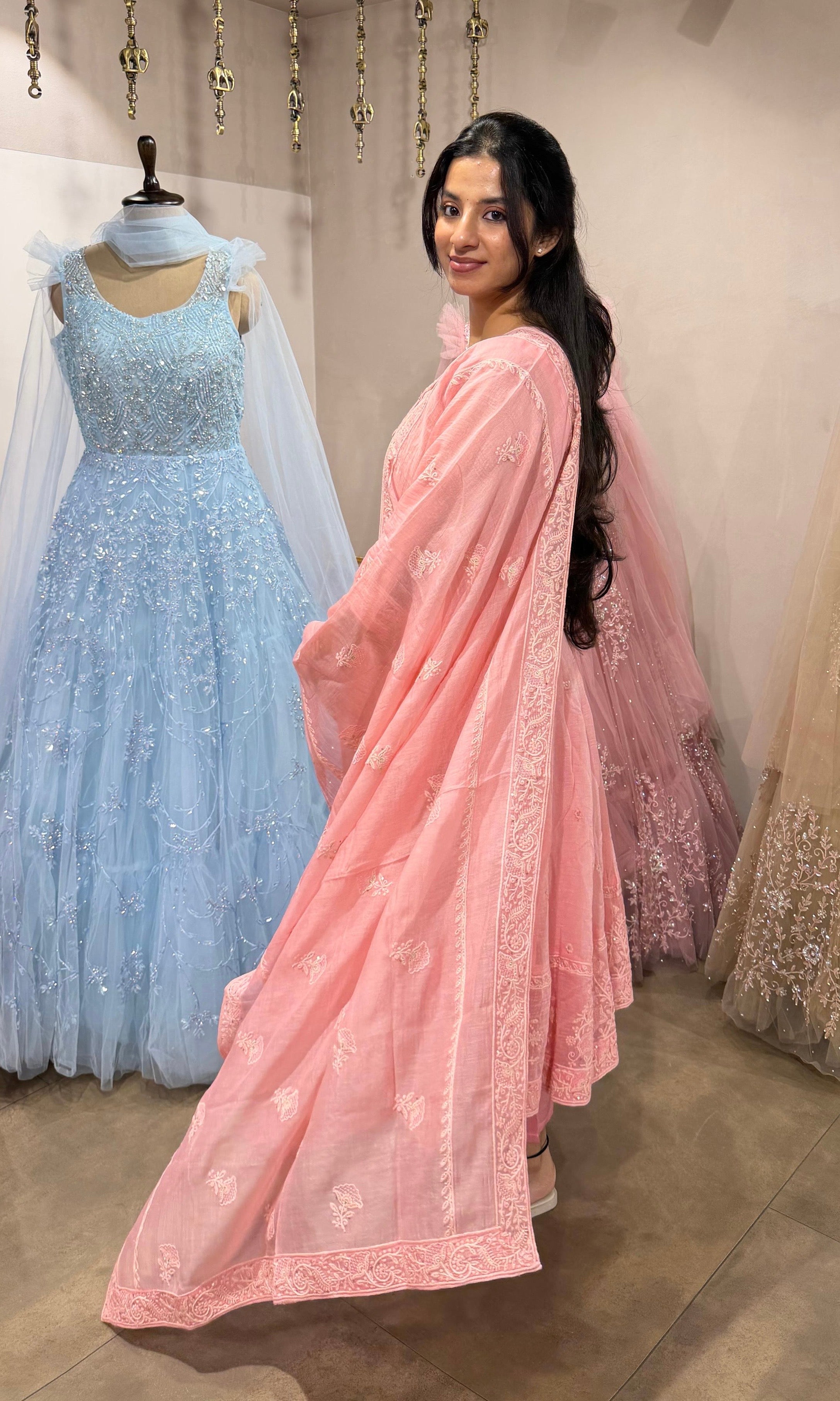 BLUSH PINK EMBROIDERY ANARKALI SET