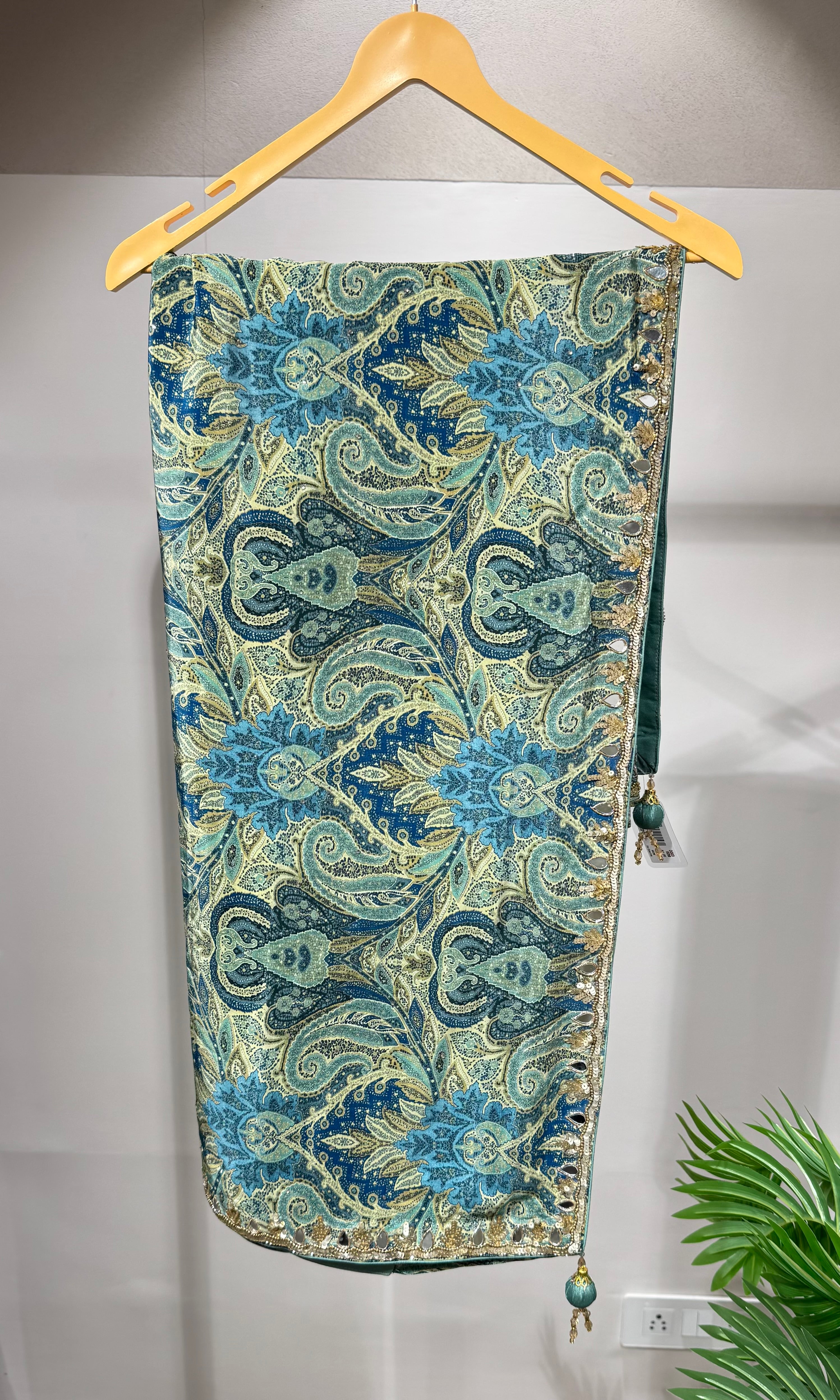 Multi green saree with EMBROIDERED blouse