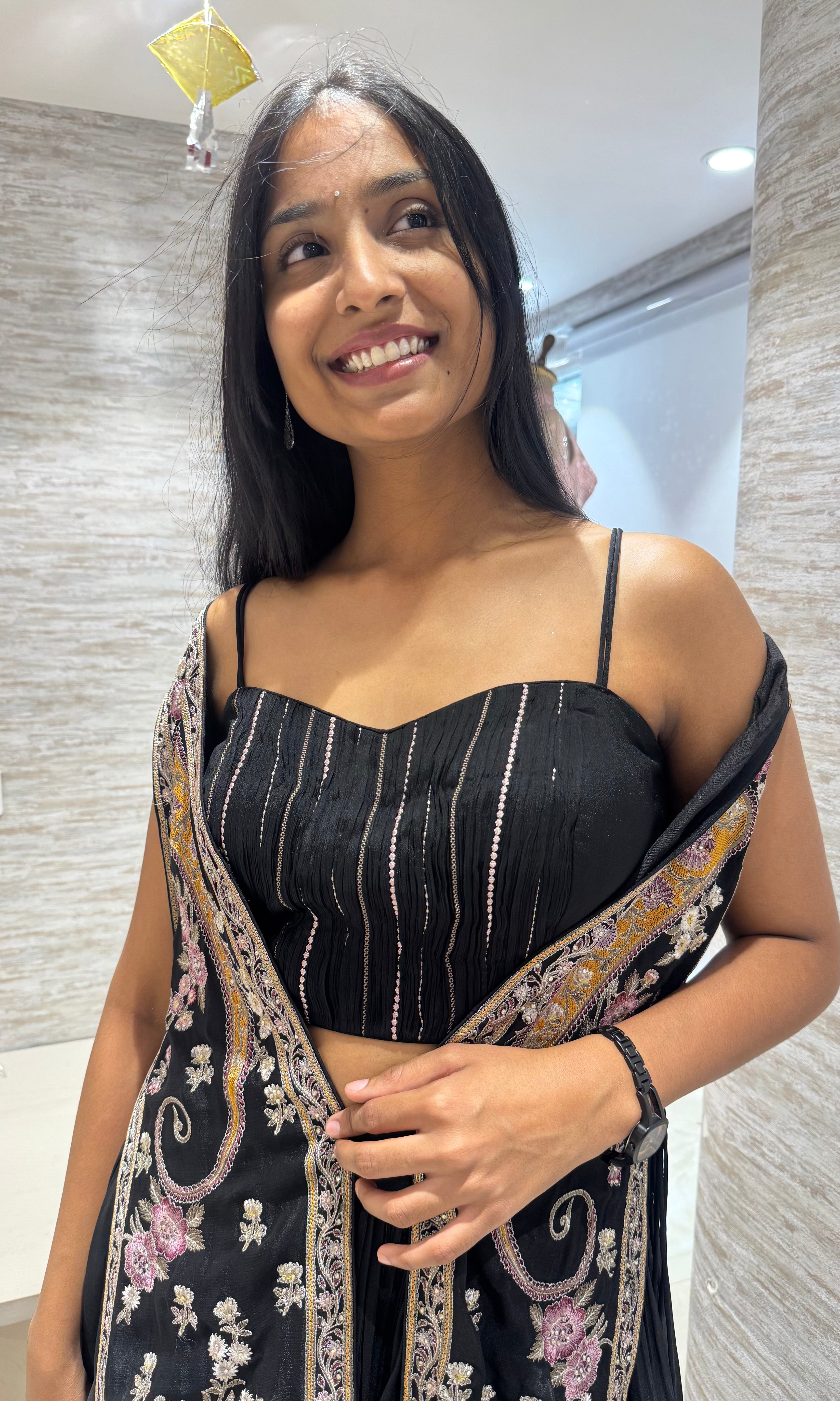 Black Embroidered Jacket Lehenga Set