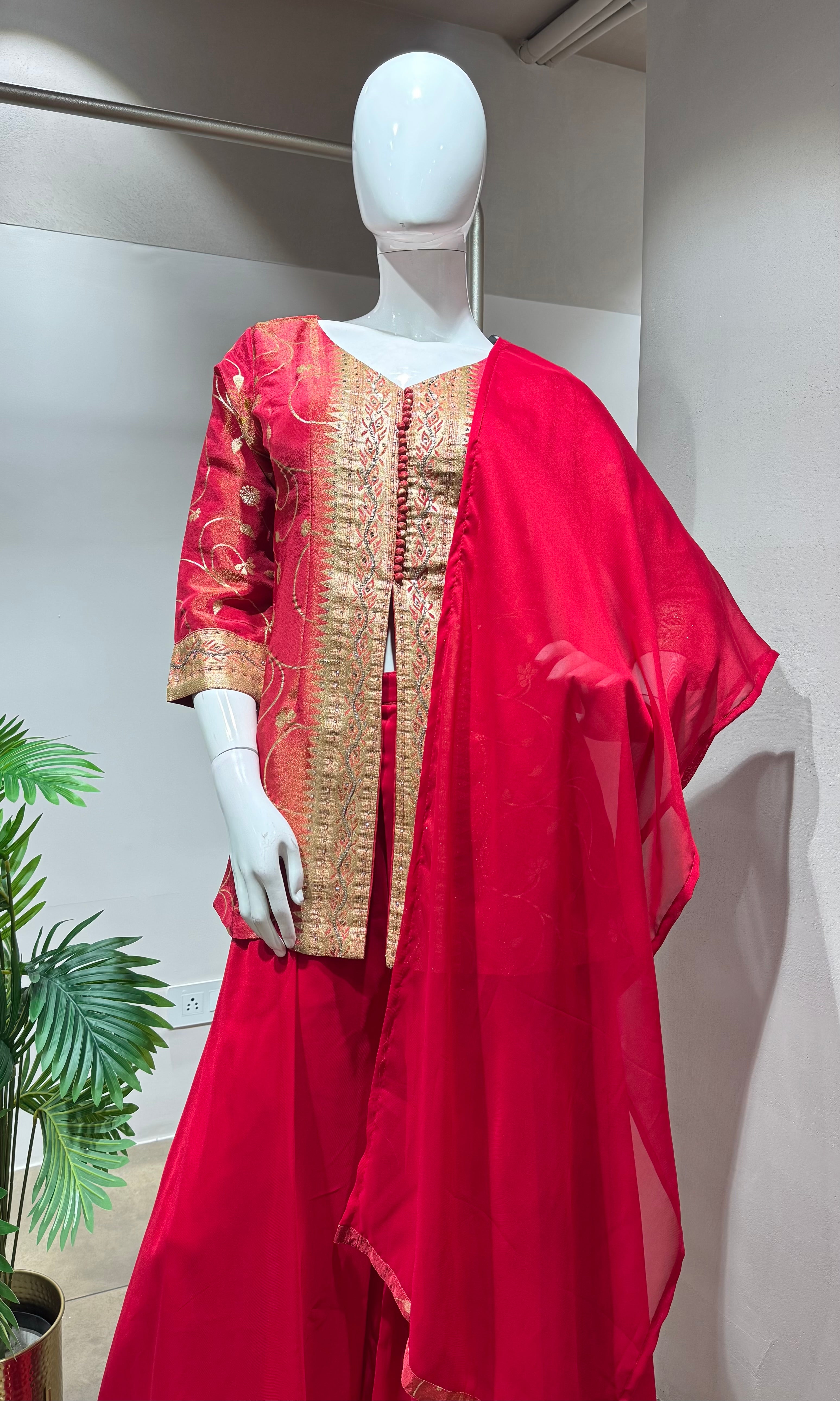 Tomato Red elegant palazoo set