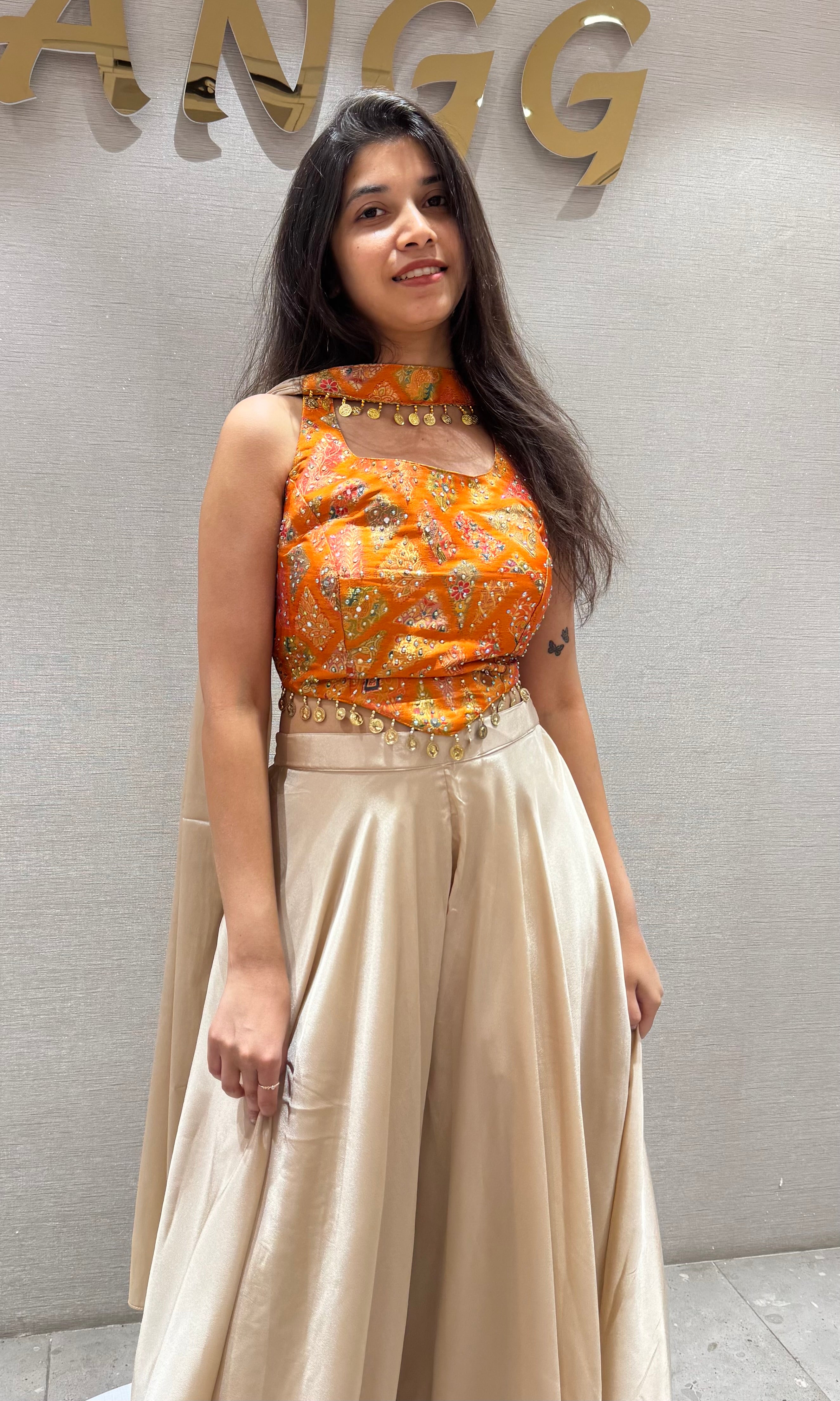 MUSTARD YELLOW Embroidered Palazzo