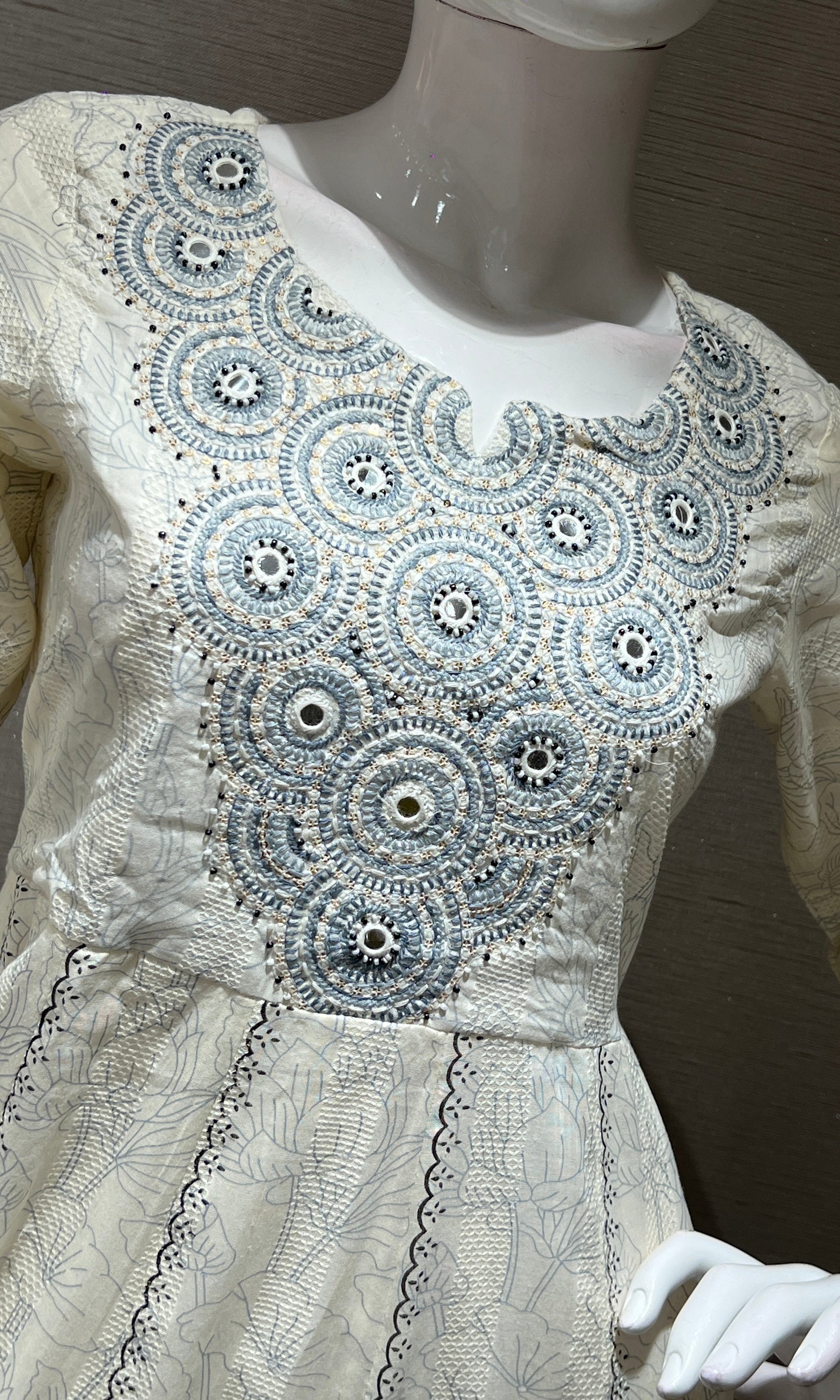 Light blue floral print kurta set