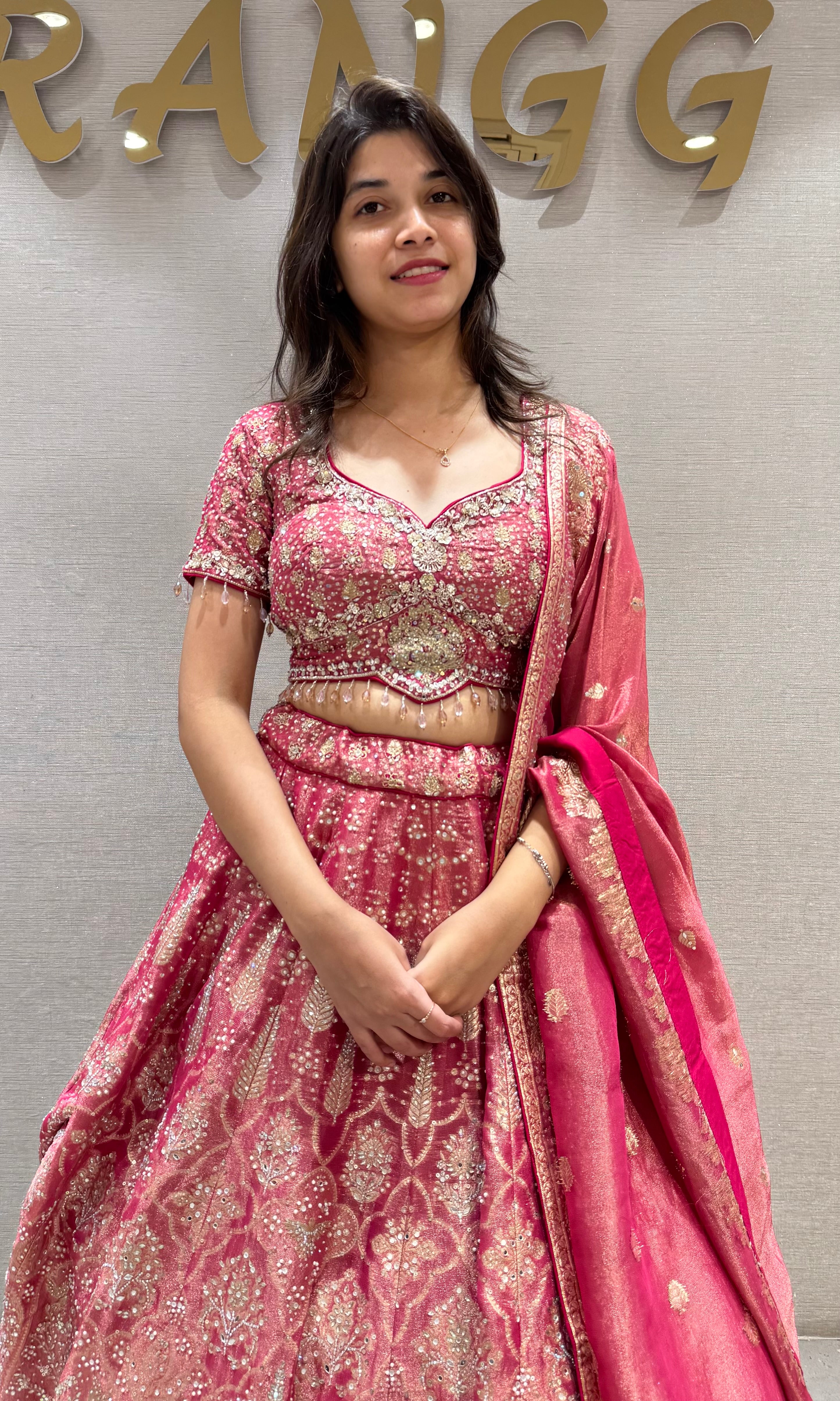 Rani Pink Silk Lehenga with Zari Embroidery