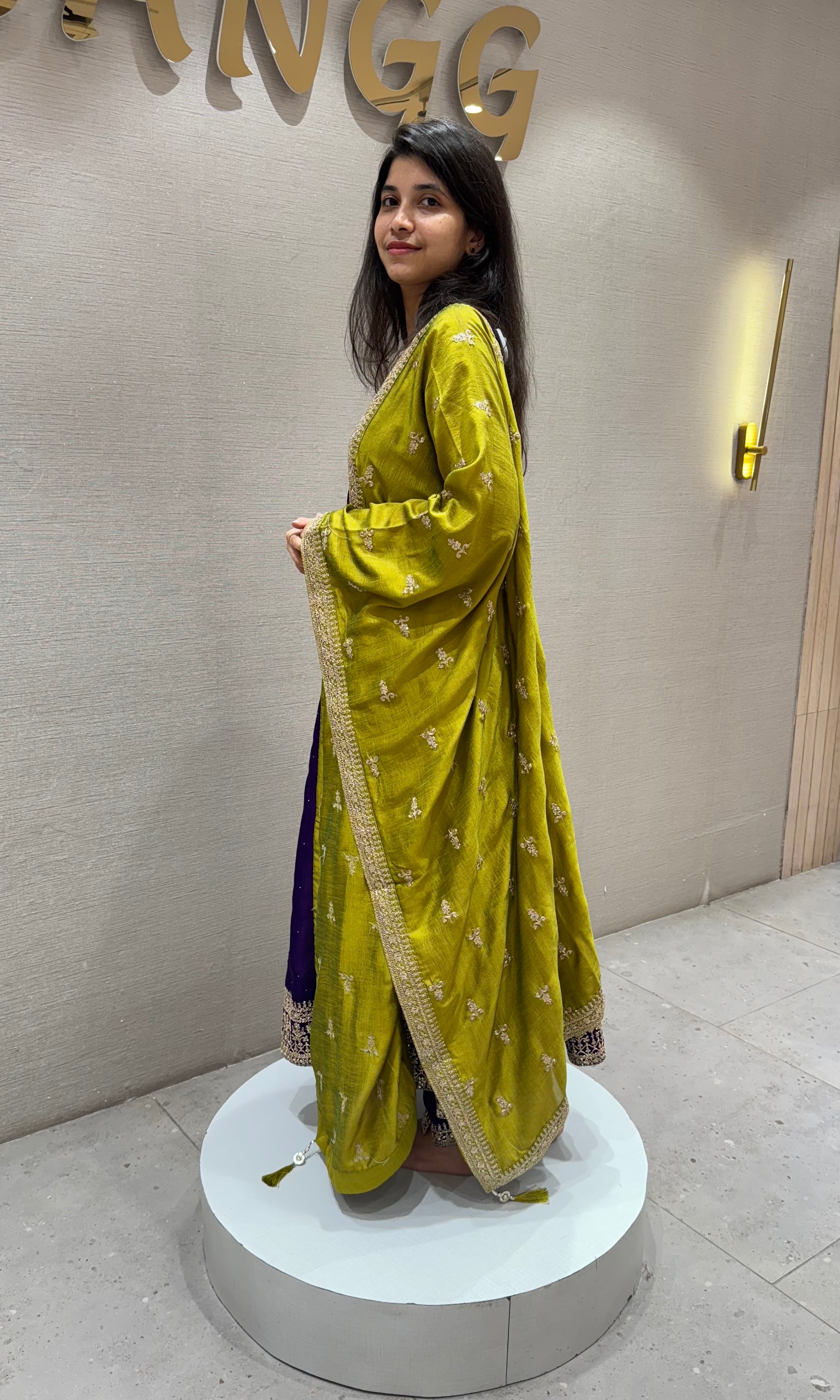 Purple gold embroidery anarkali