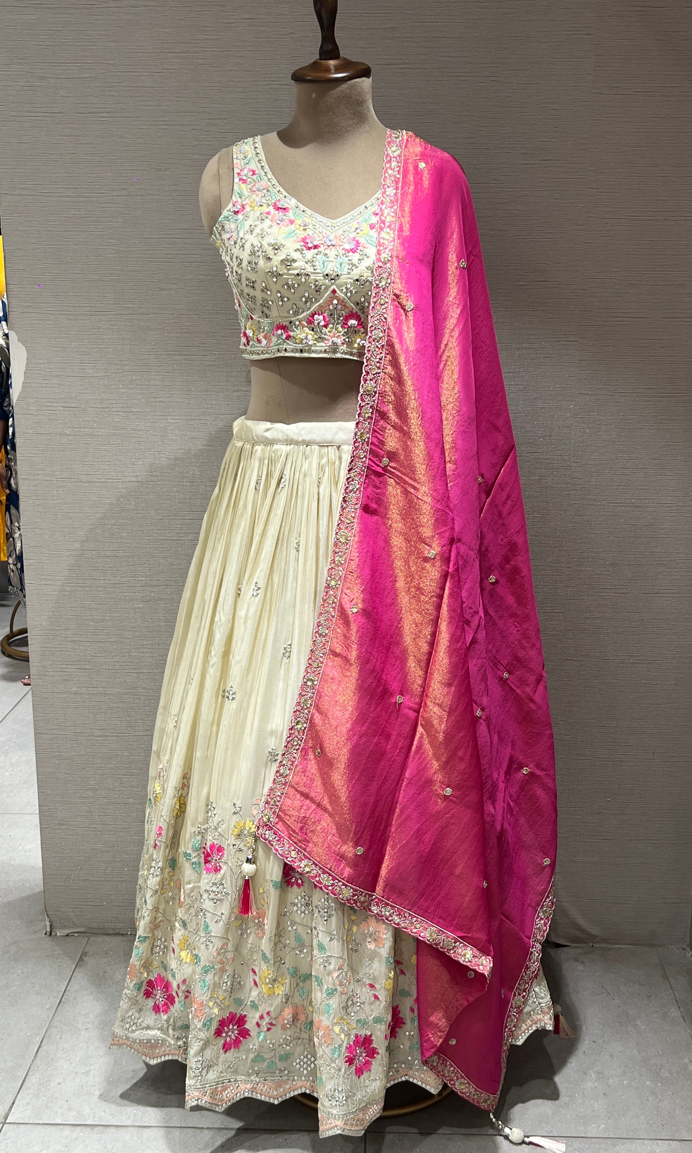 Cream Lehenga