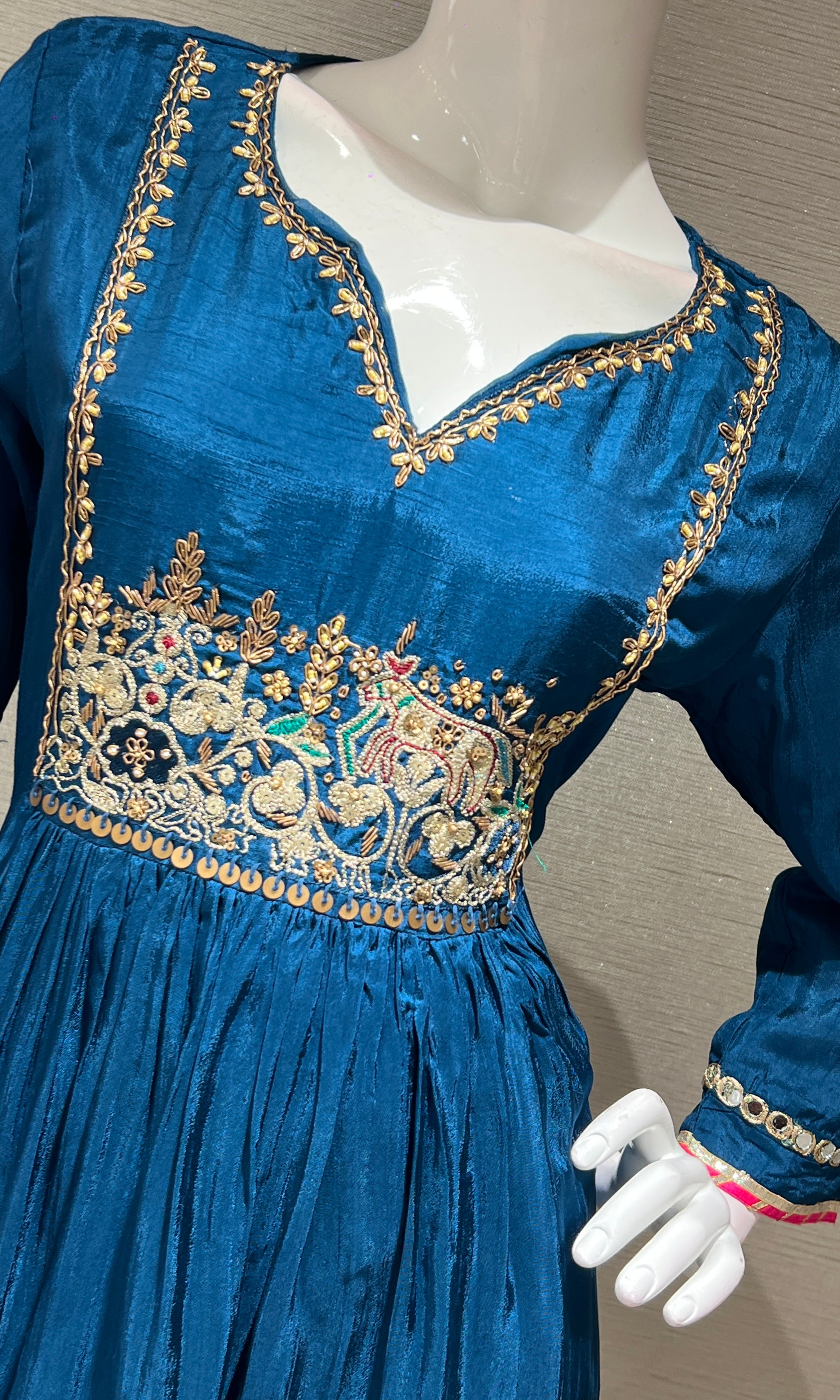 Blue golden embroidered kurta set
