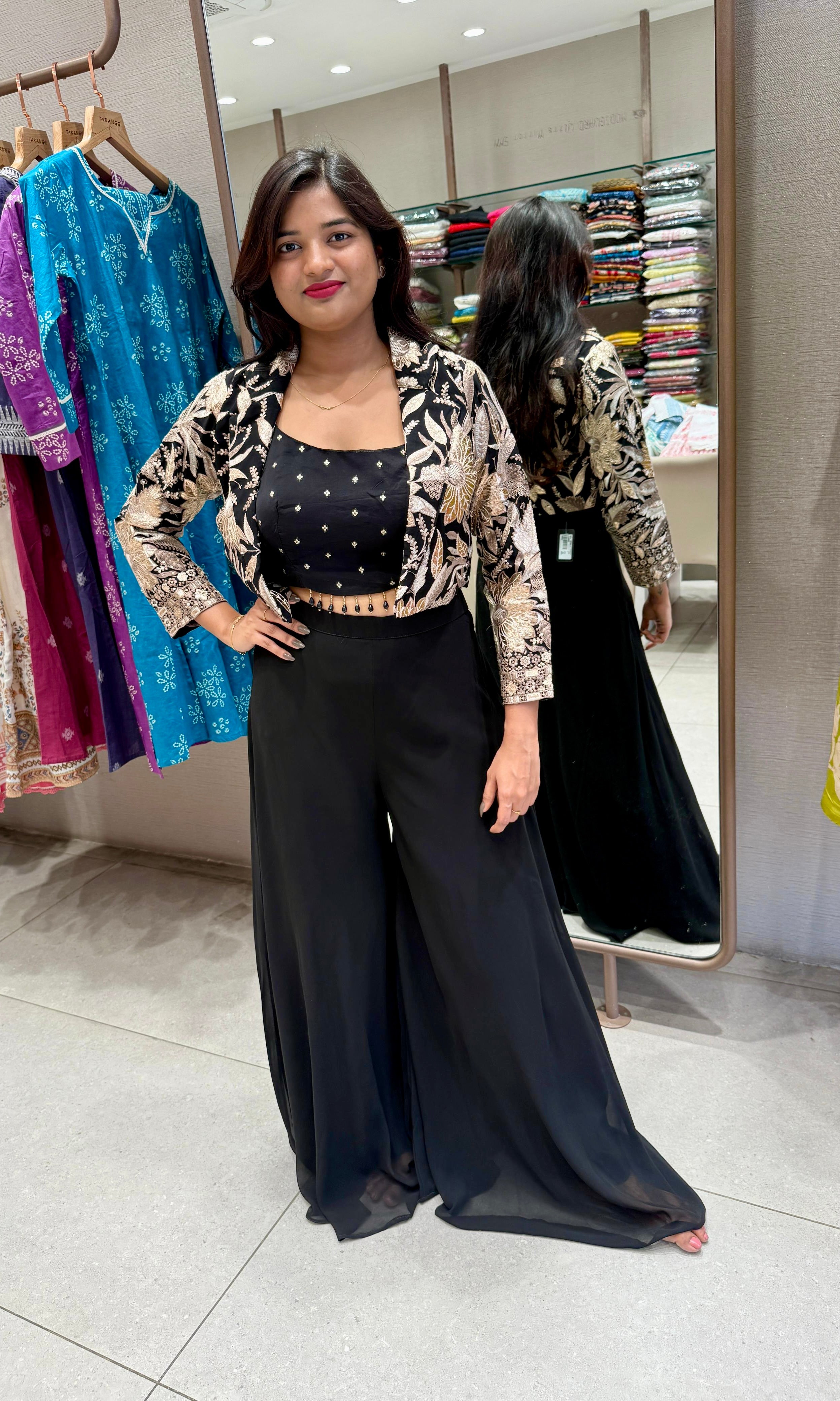 Black palazzo with jacket