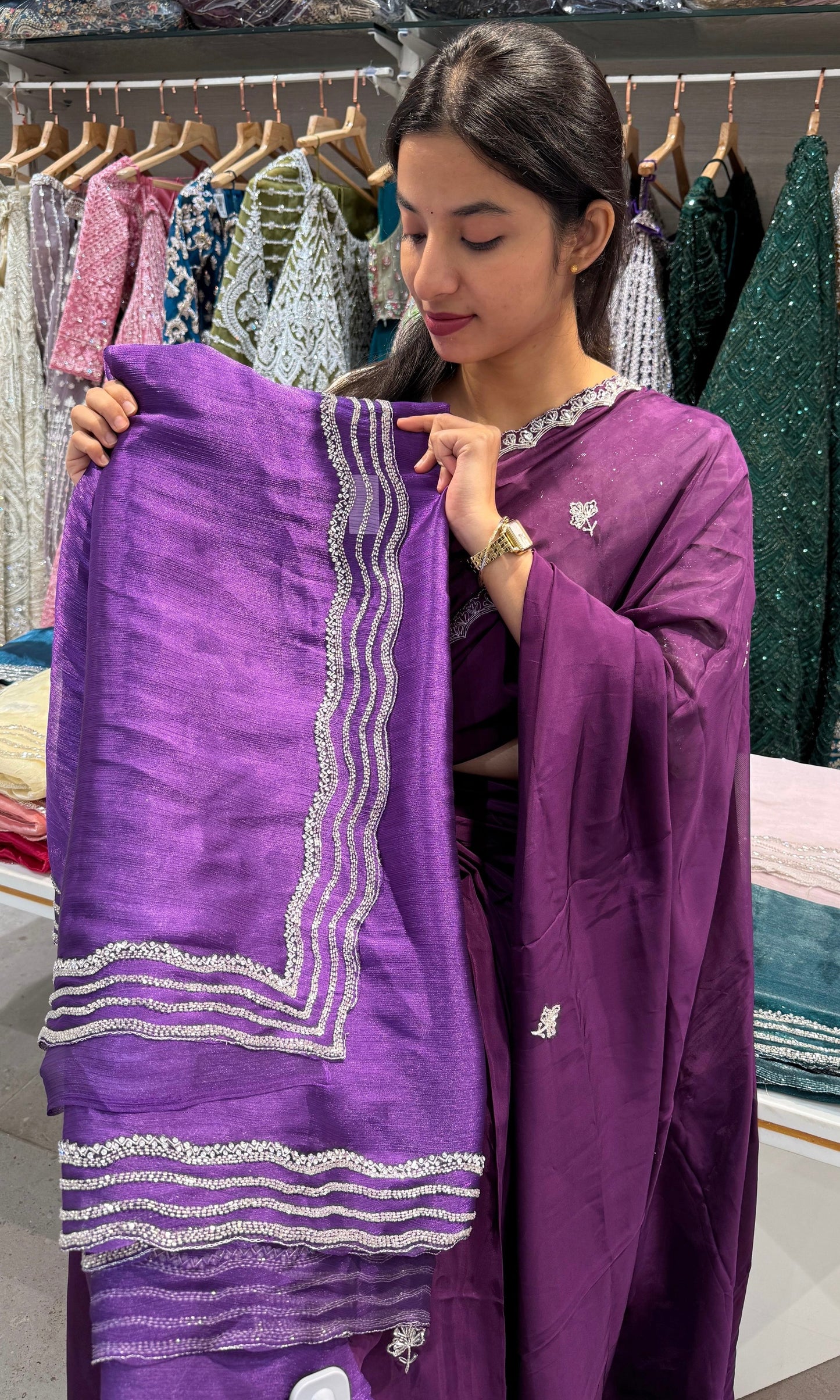 Purple saree 777