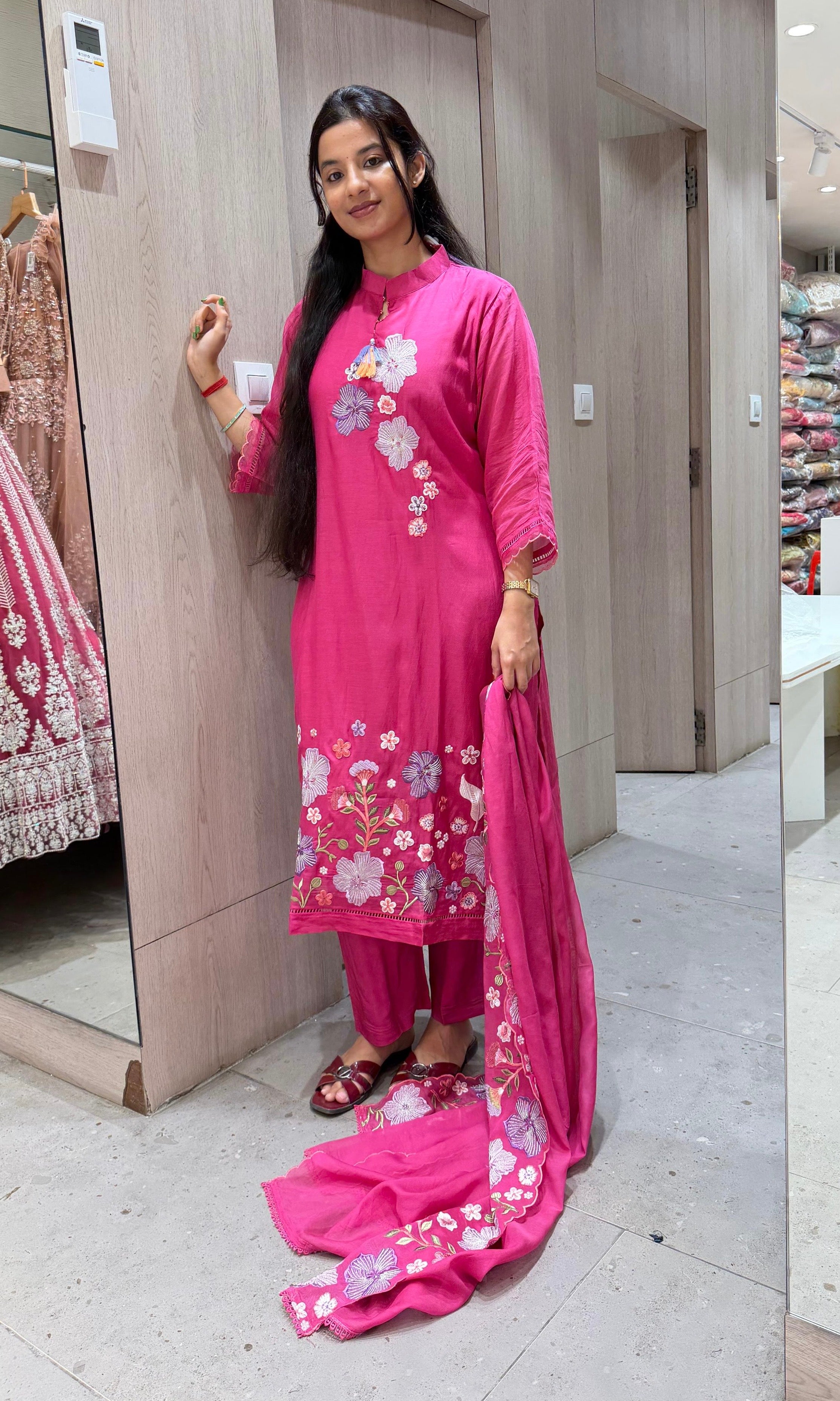 Pink FLORAL kurta set