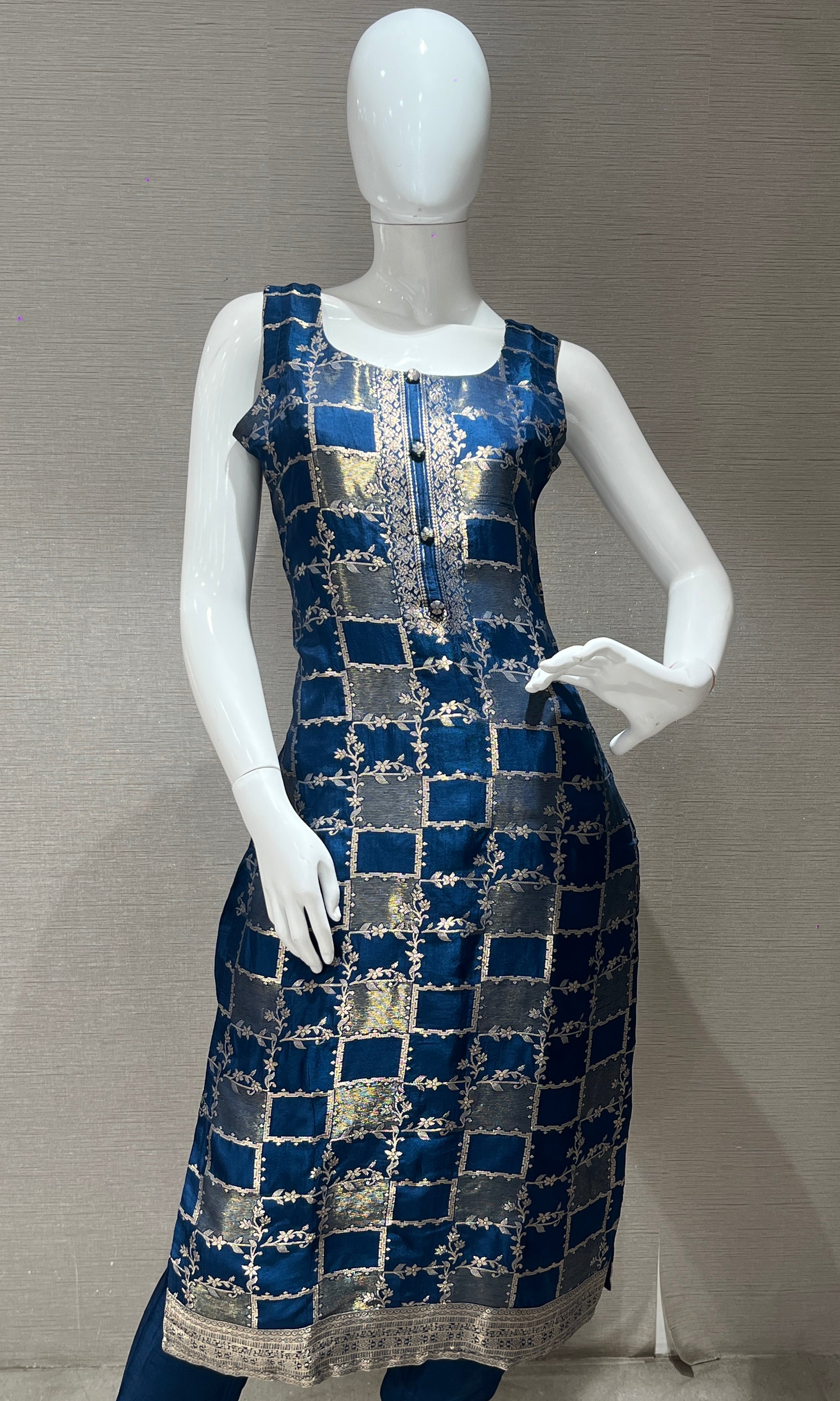 Blue kurta set Zari weaving 3333