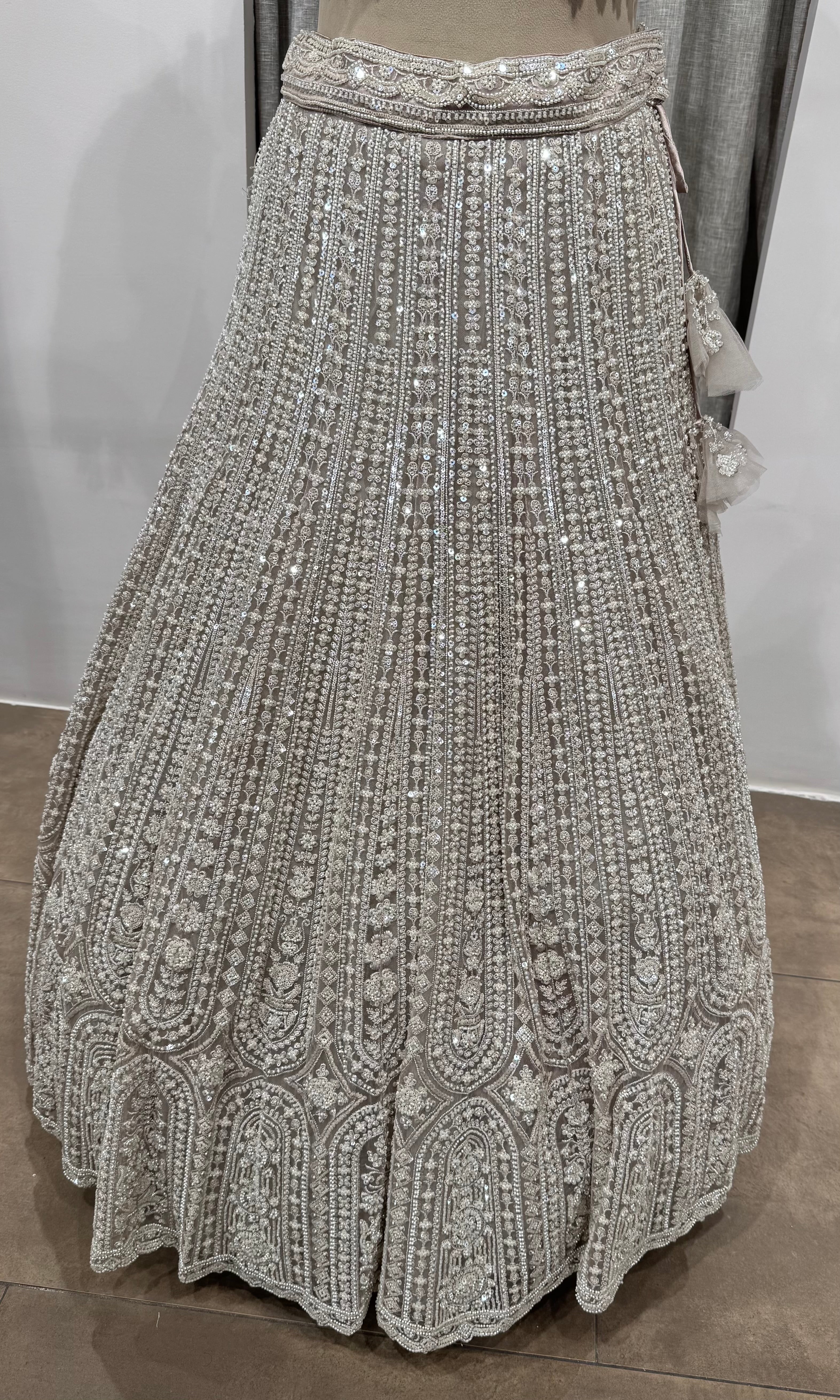 Grey Silver heavy designer bridal lehenga