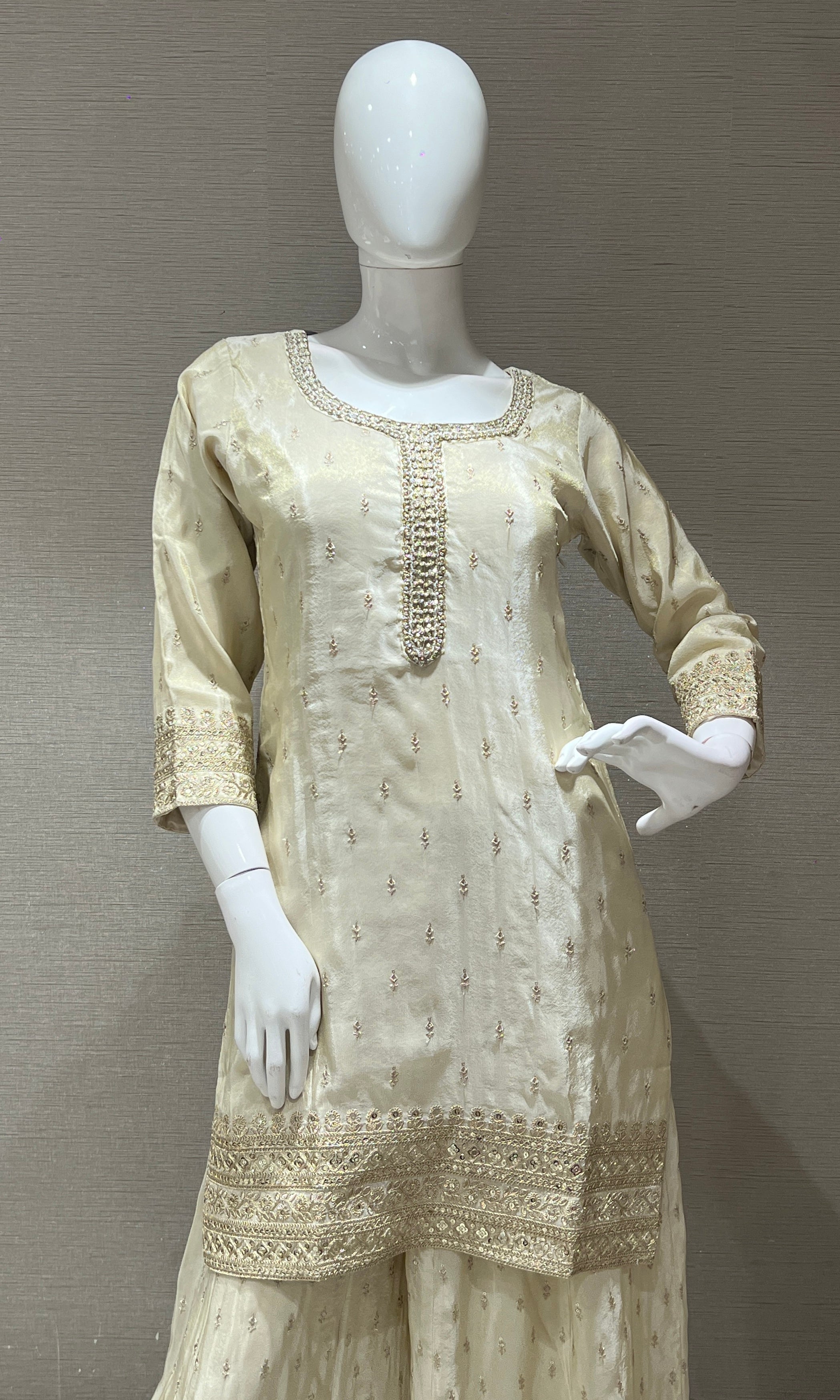 Half white Embroidered Sharara Palazoo