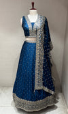 Elegant Blue Lehenga with embroidered gold