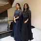 Blue gown with Rhine stones and long sleeves long dress 1010