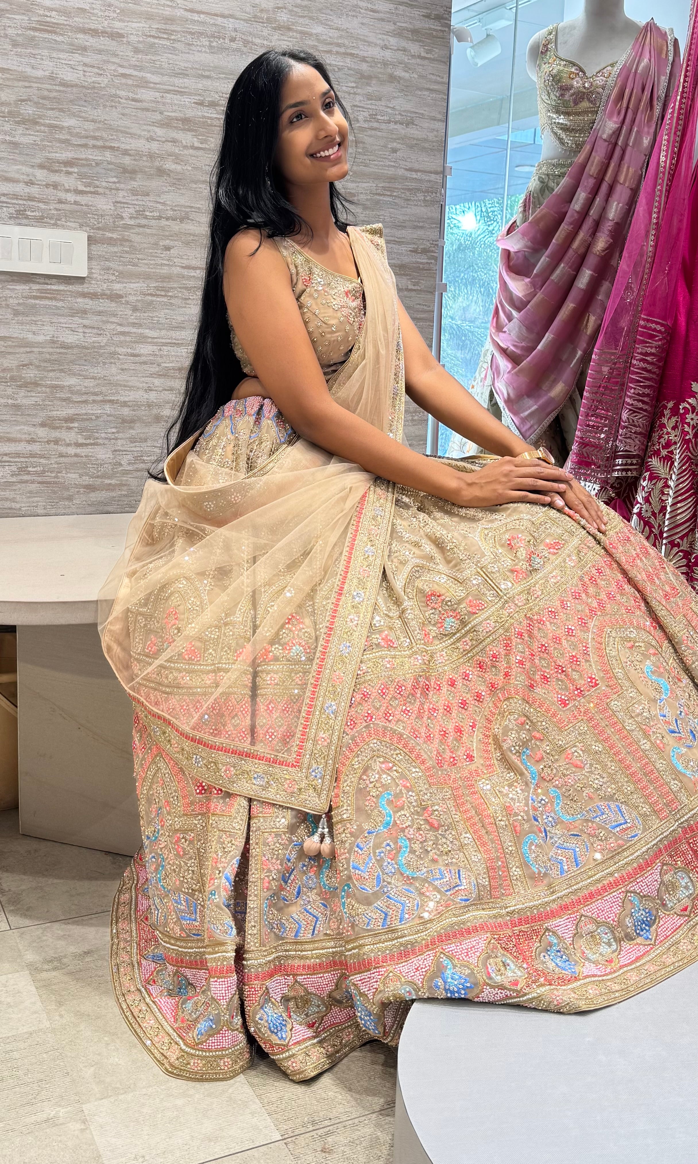 Beagh Floral AND Peacock Bridal Lehenga