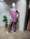 Purple shimmer tissue salwar with farsi pants