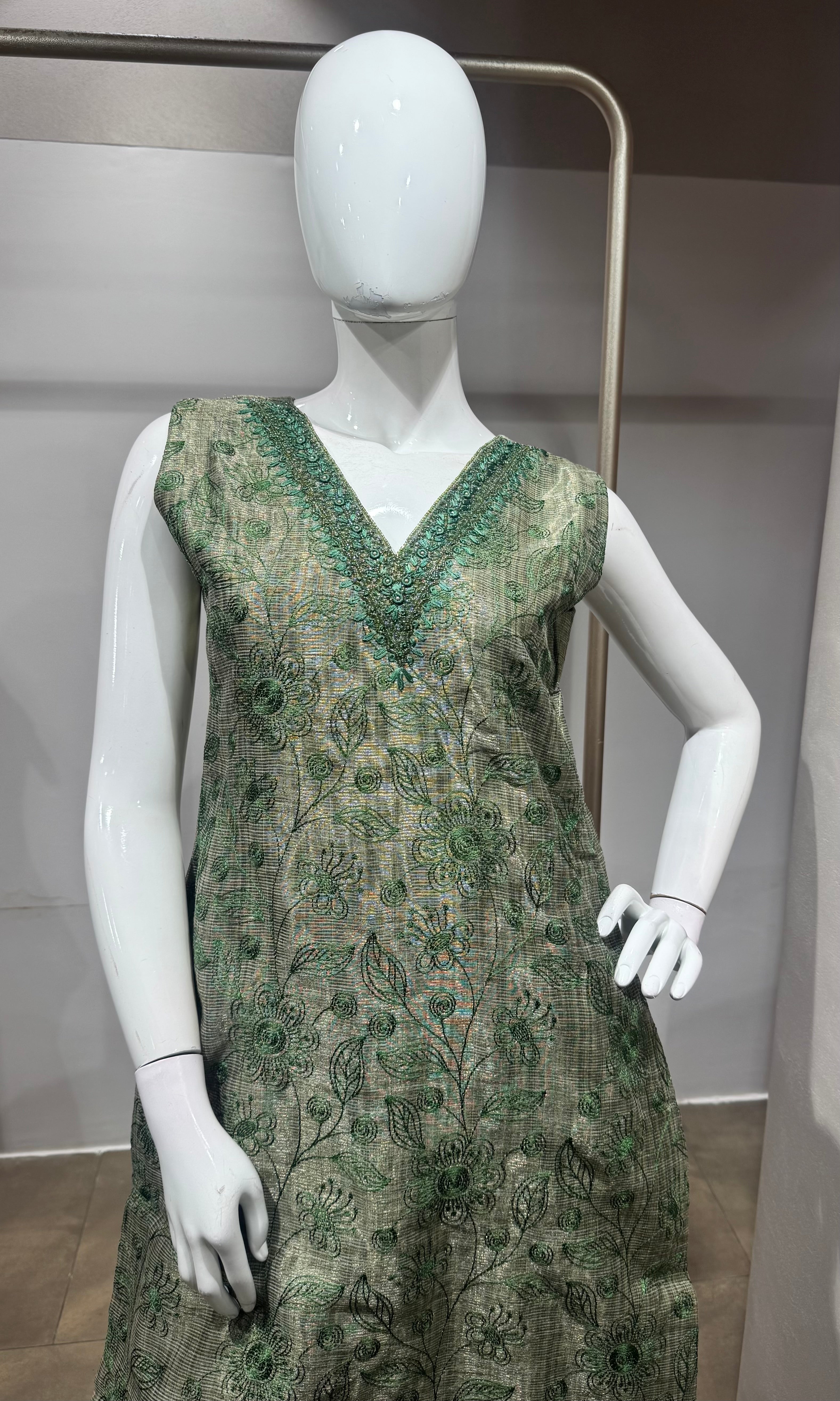 Green Embroidered Net Salwar Kurta set