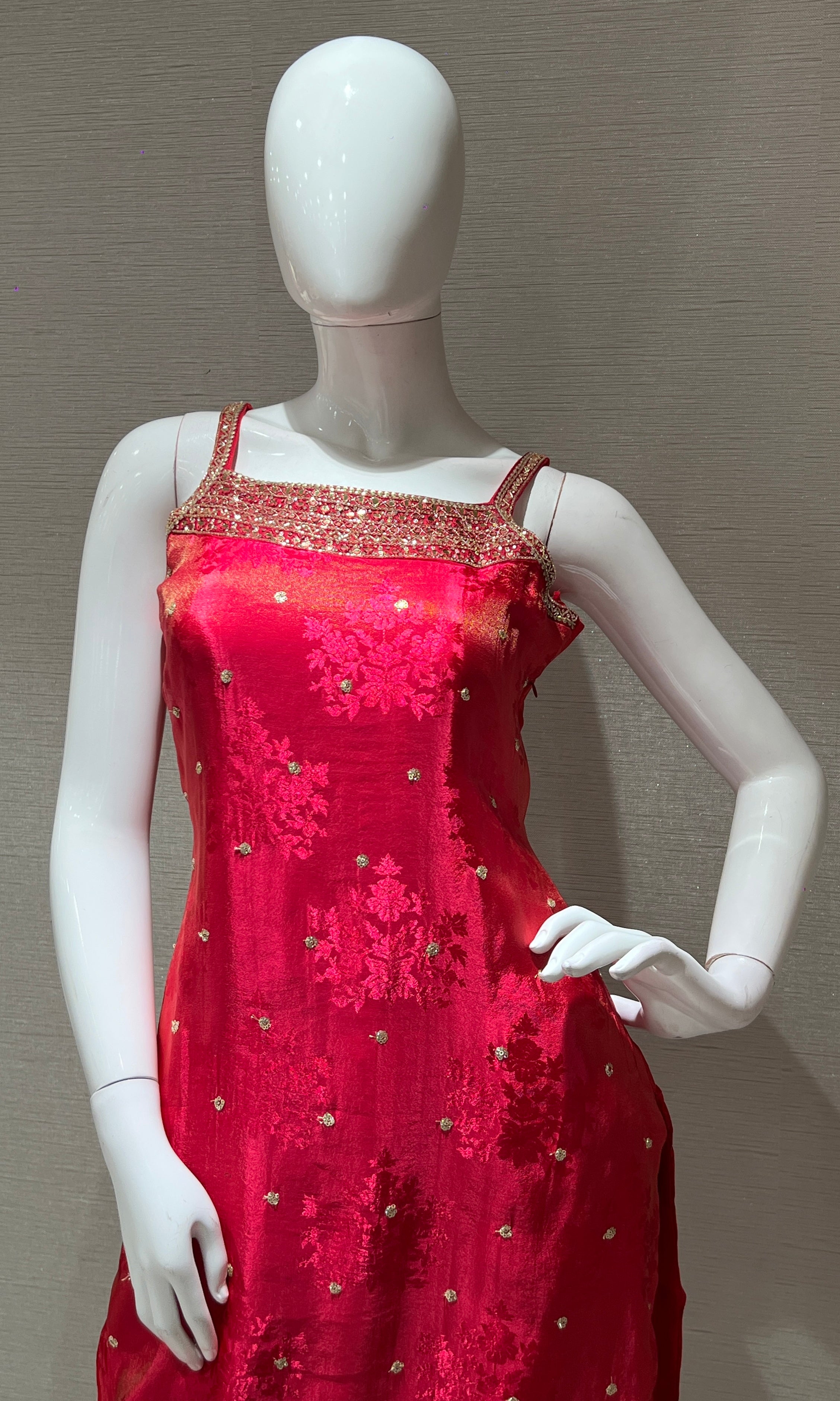 Pink and Gold Embroidered kurta set