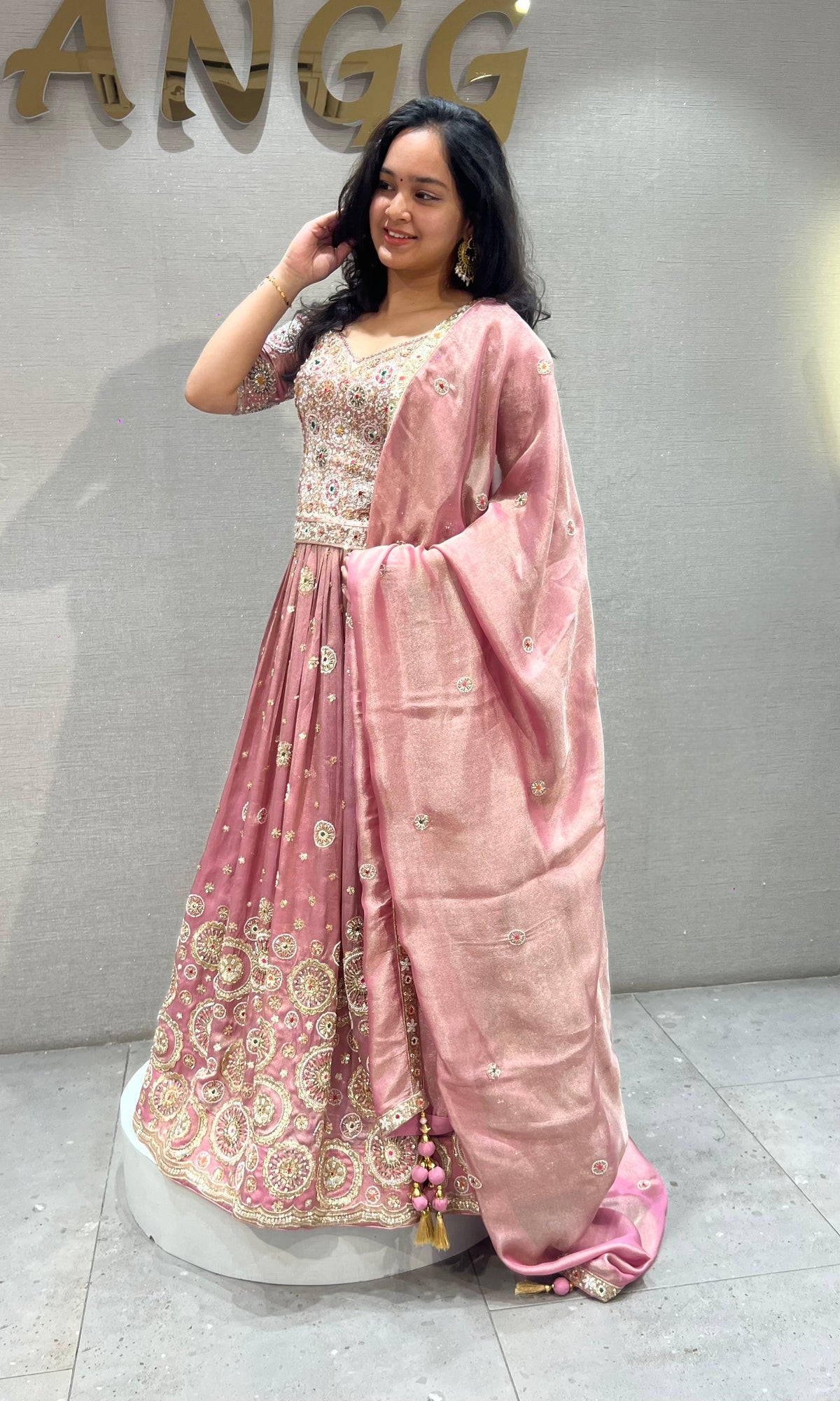 Blush Pink Embroidered Lehenga set with Dupatta