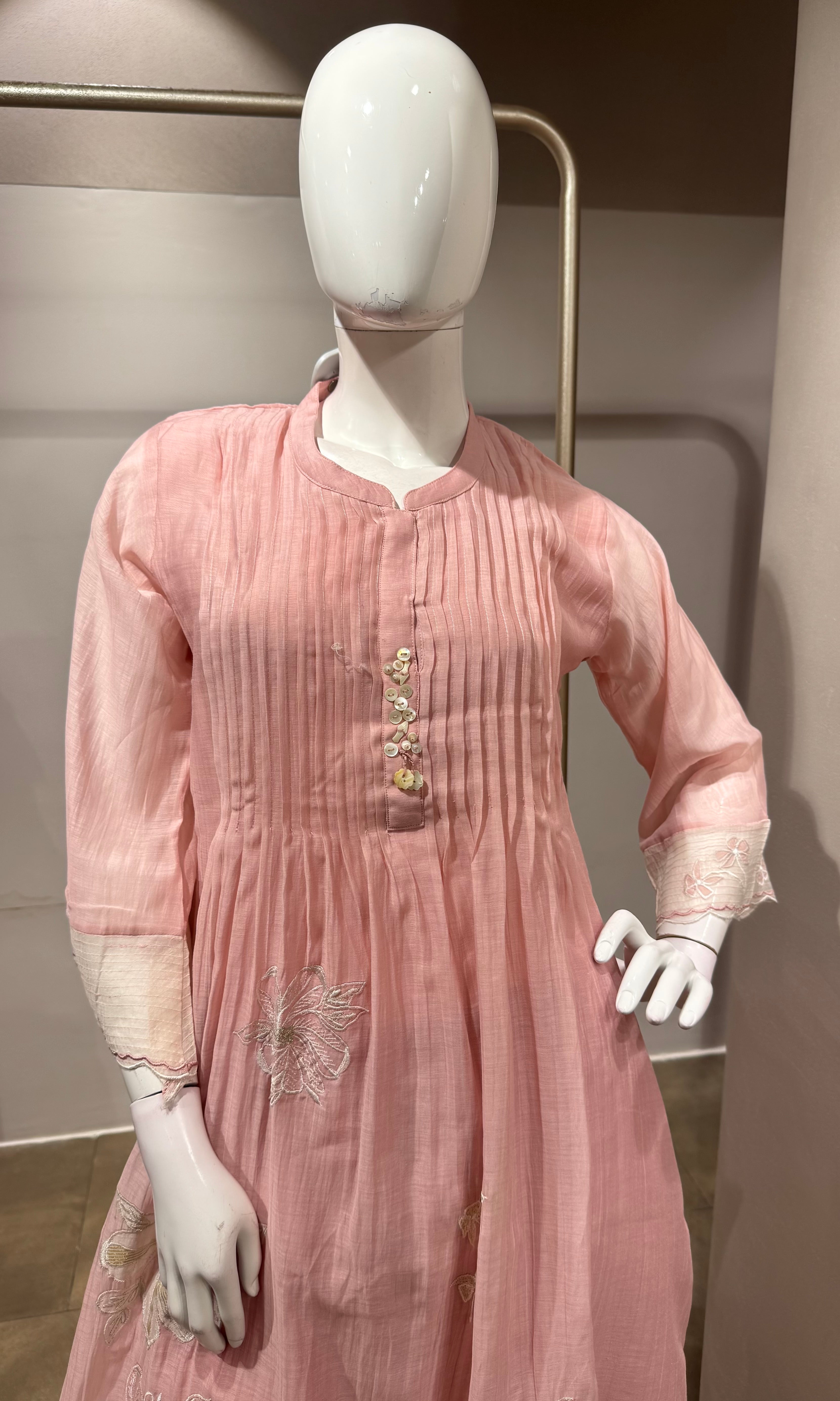 Blush Pink Embroidered Kurta Set with Dupatta