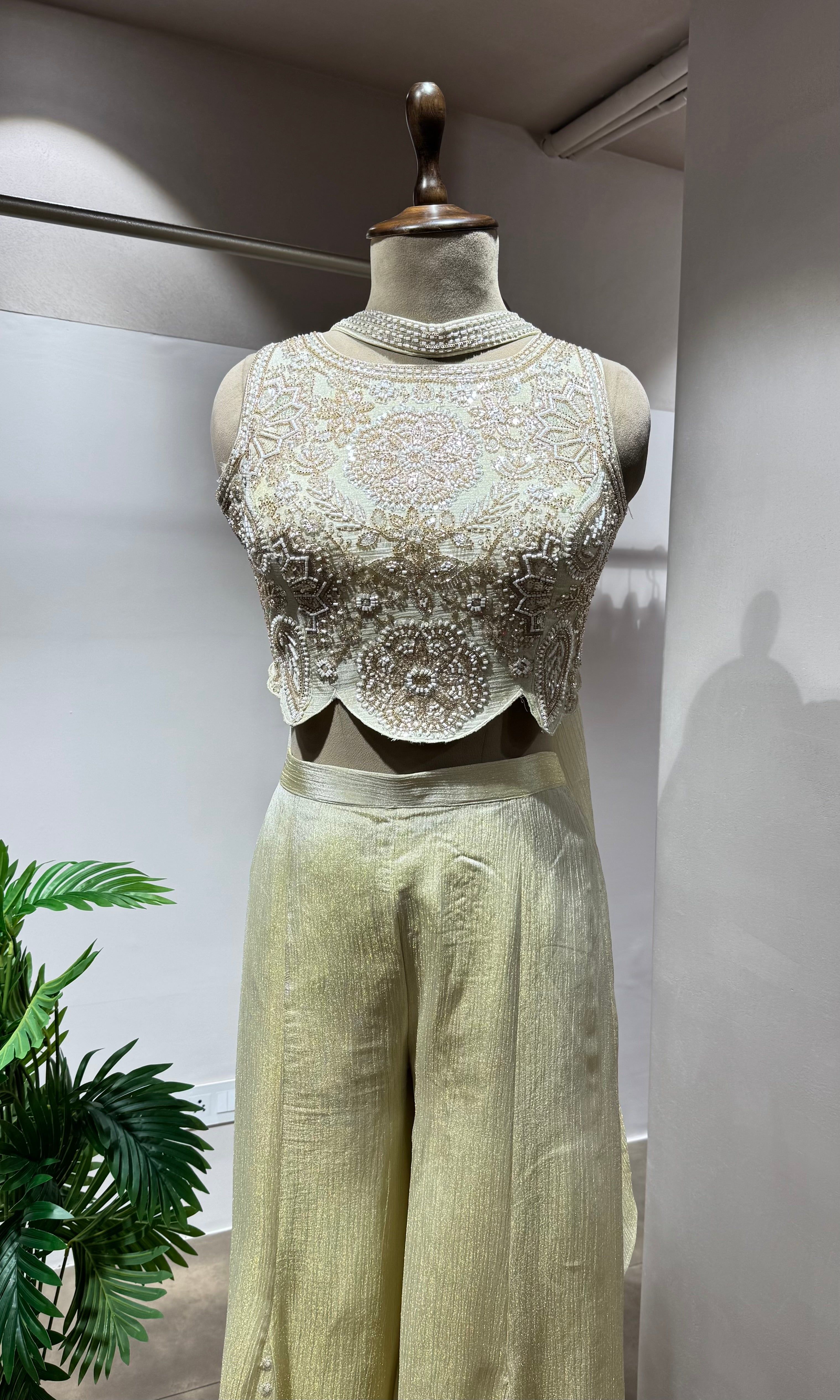 CREAM EMBROIDERY PALAZOO SET