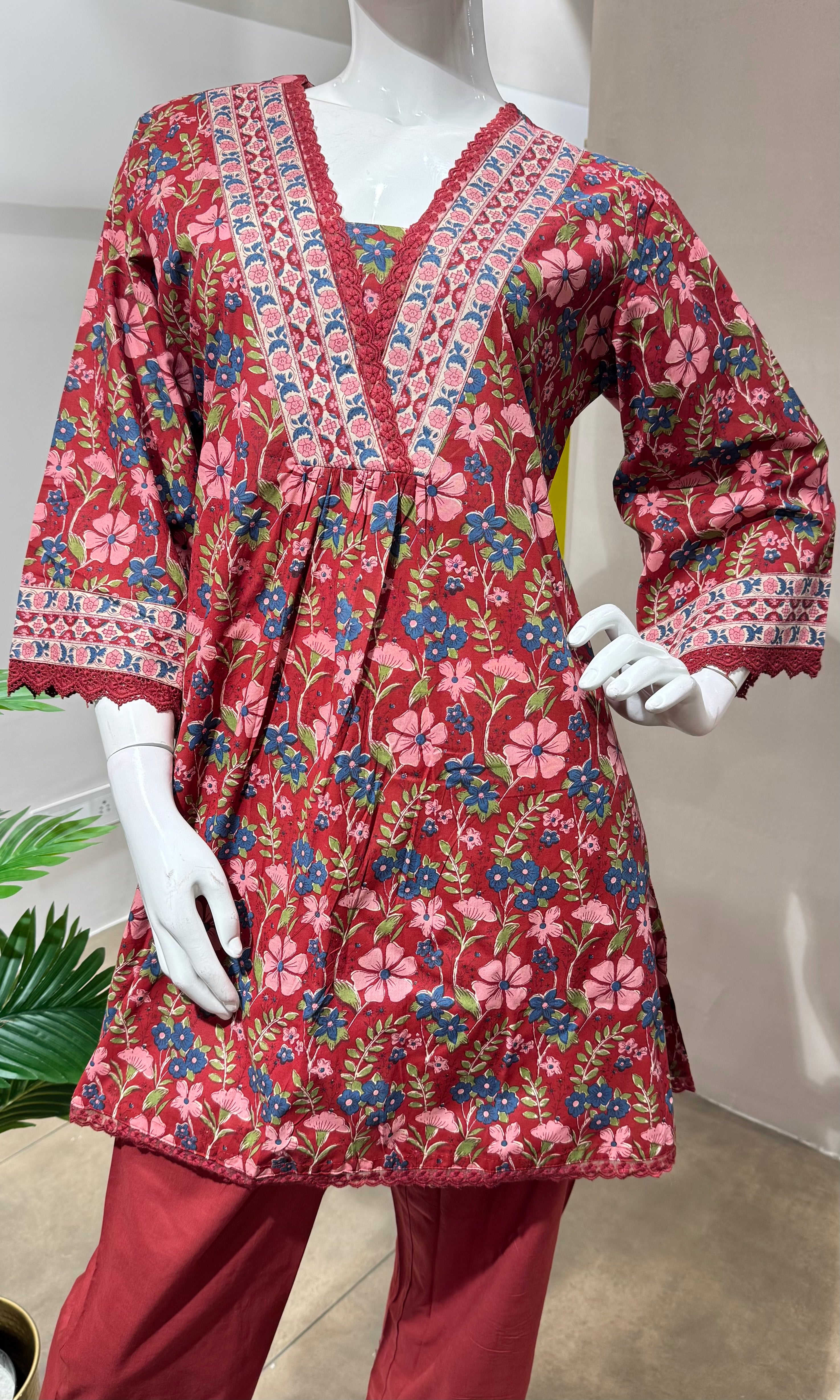 RED FLORAL CORD SET