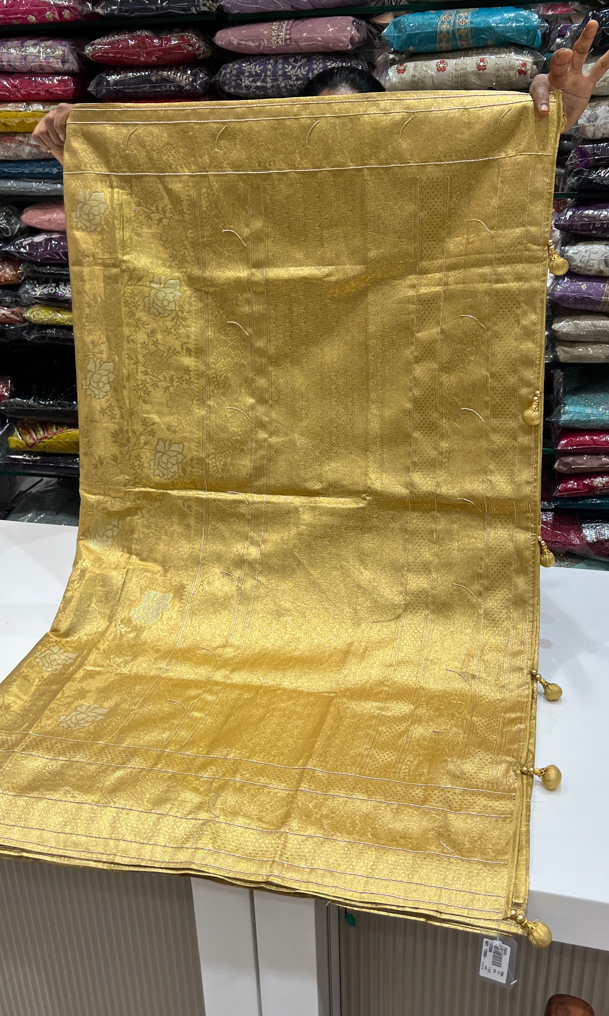 Green saree with ready blouse