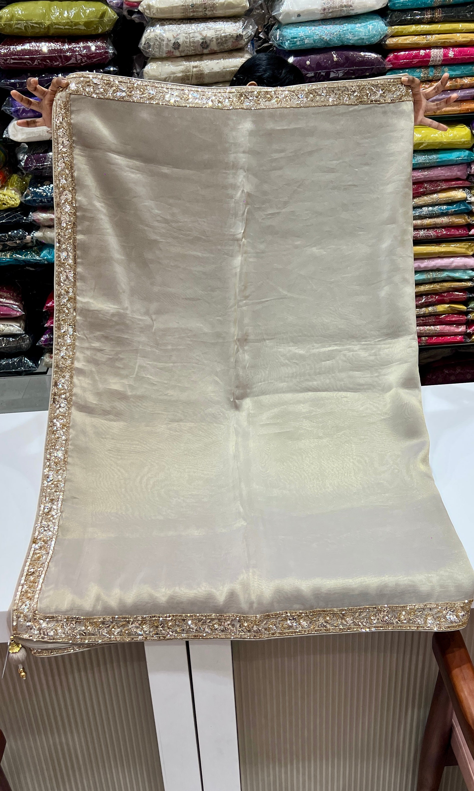 Grey saree with ready blouse