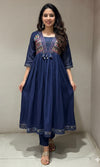 Blue EMBROIDERED A LINE kurta set