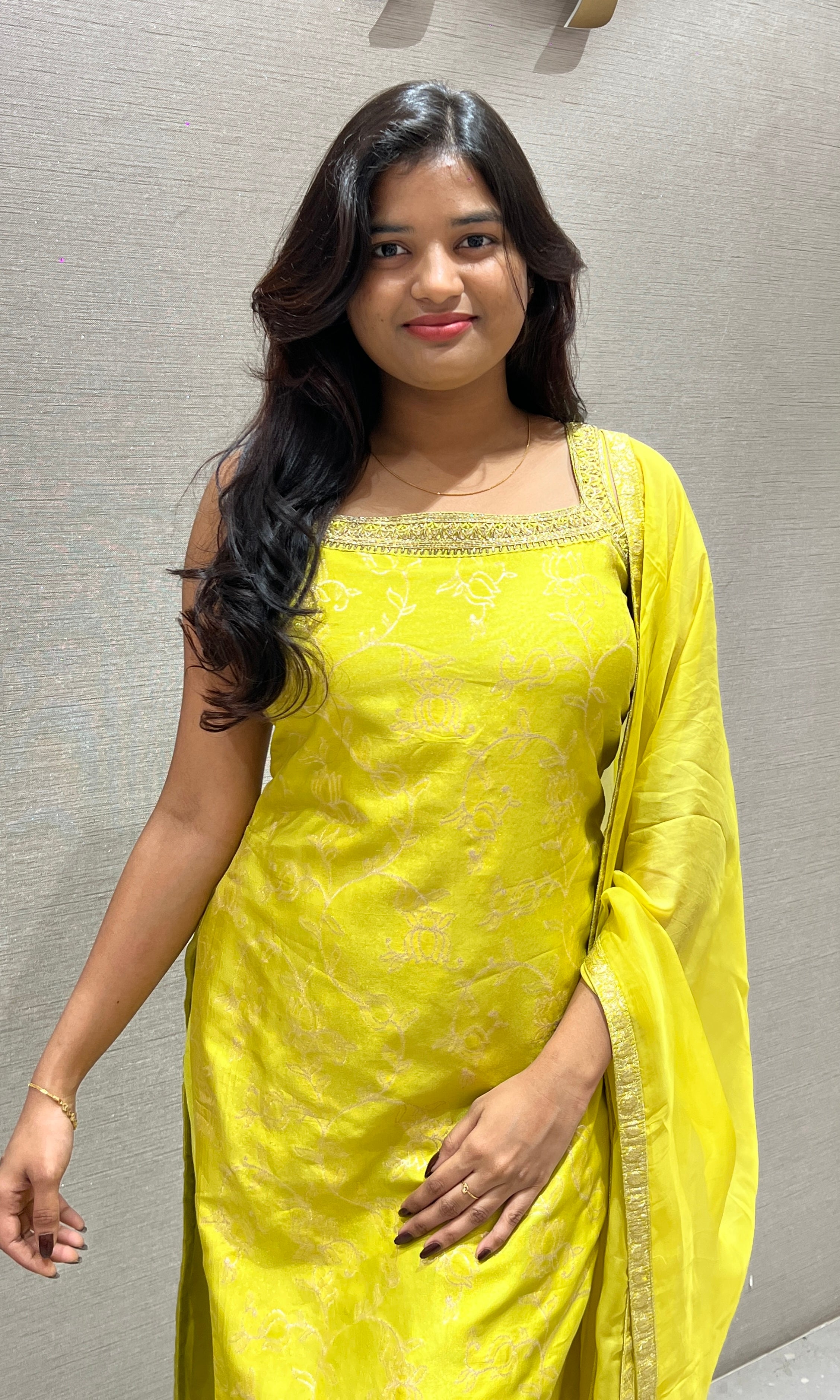 Lime Glow kurta set with dupatta