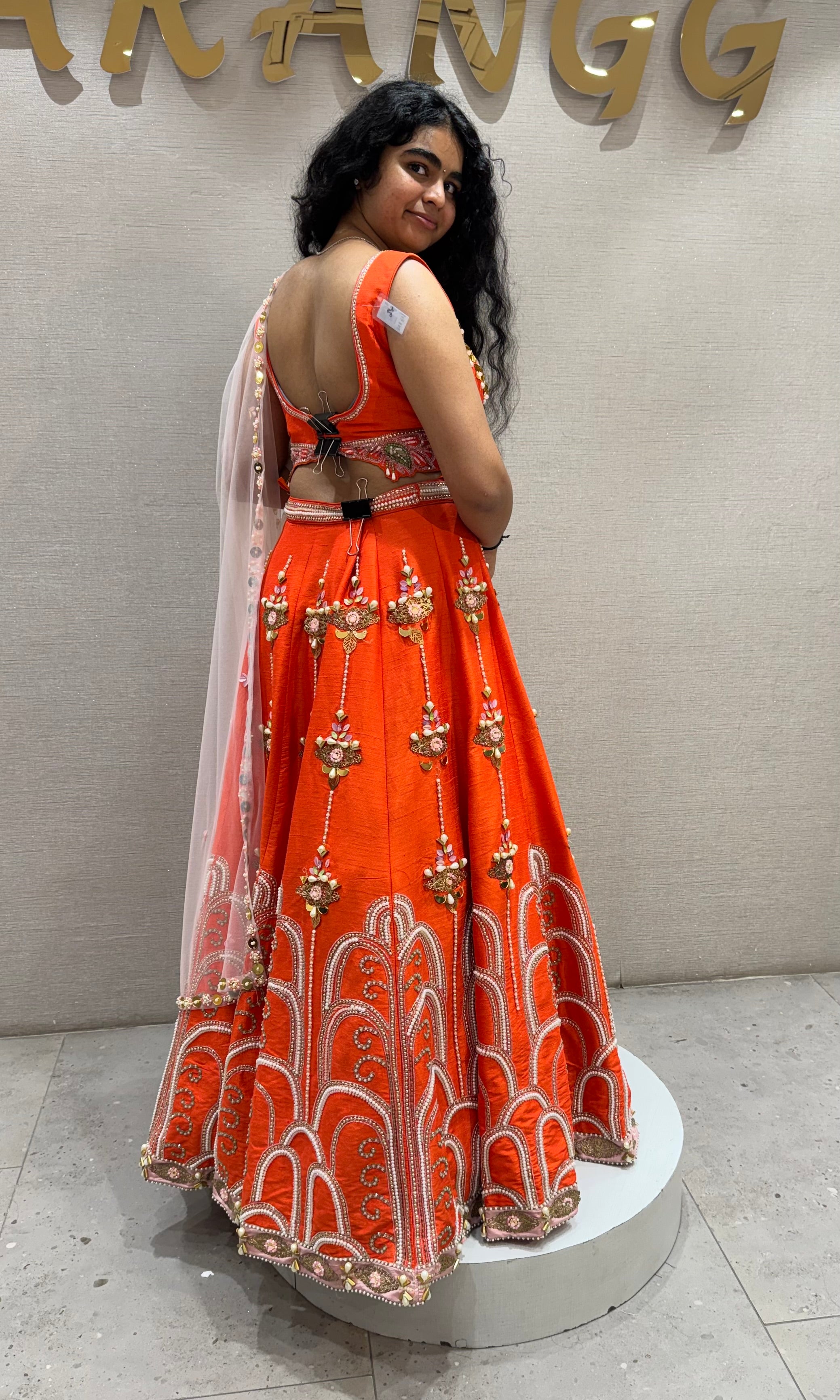Orange Radiance embroidered lehenga