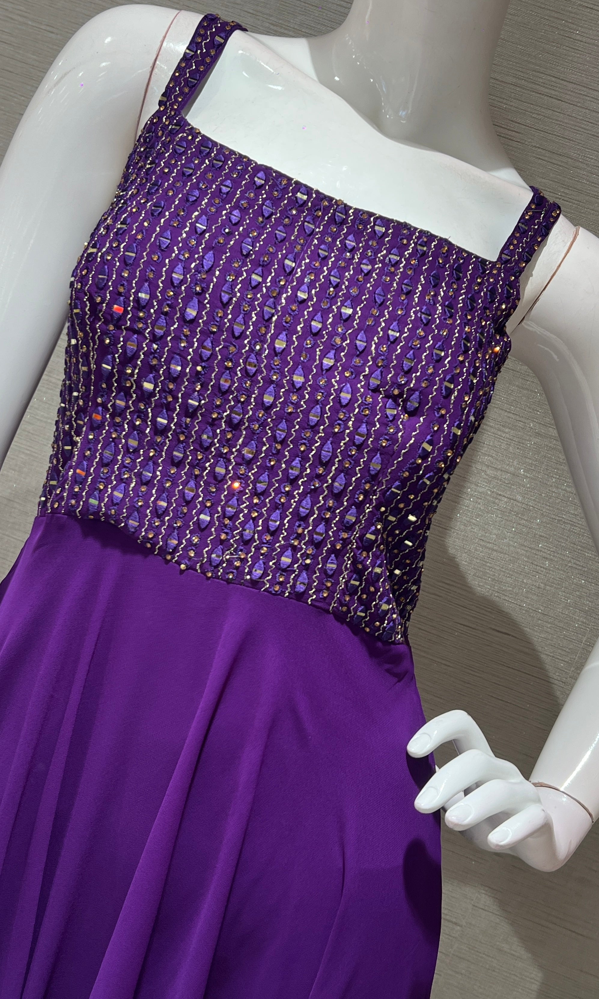 PURPLE EMBROIDERED LONG DRESS ANARKALI