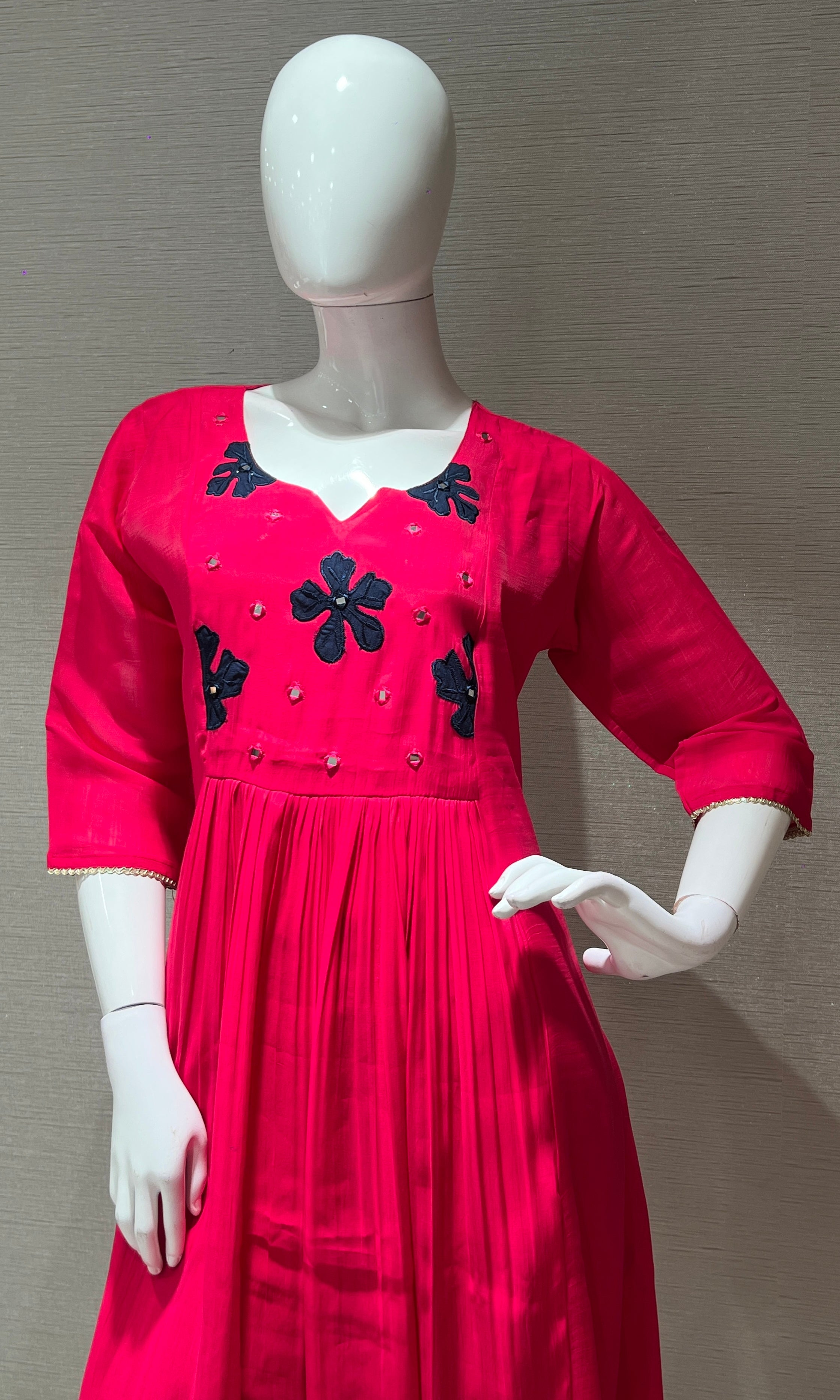 Pink blue floral kurta set